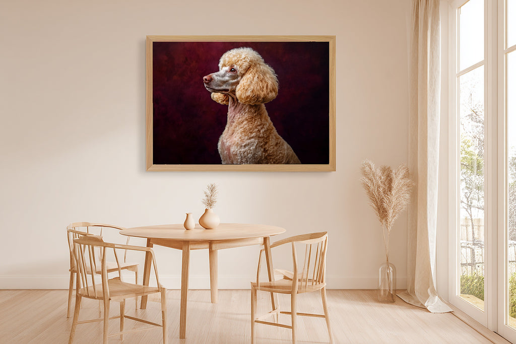Painterly Dog Portrait Poodle — Heartfelt Pet Wall Art, Warm Living Room Decor, Stretched Canvas, Ready to Hang — dog-portrait-poodle-dining-room-wall-art.jpg