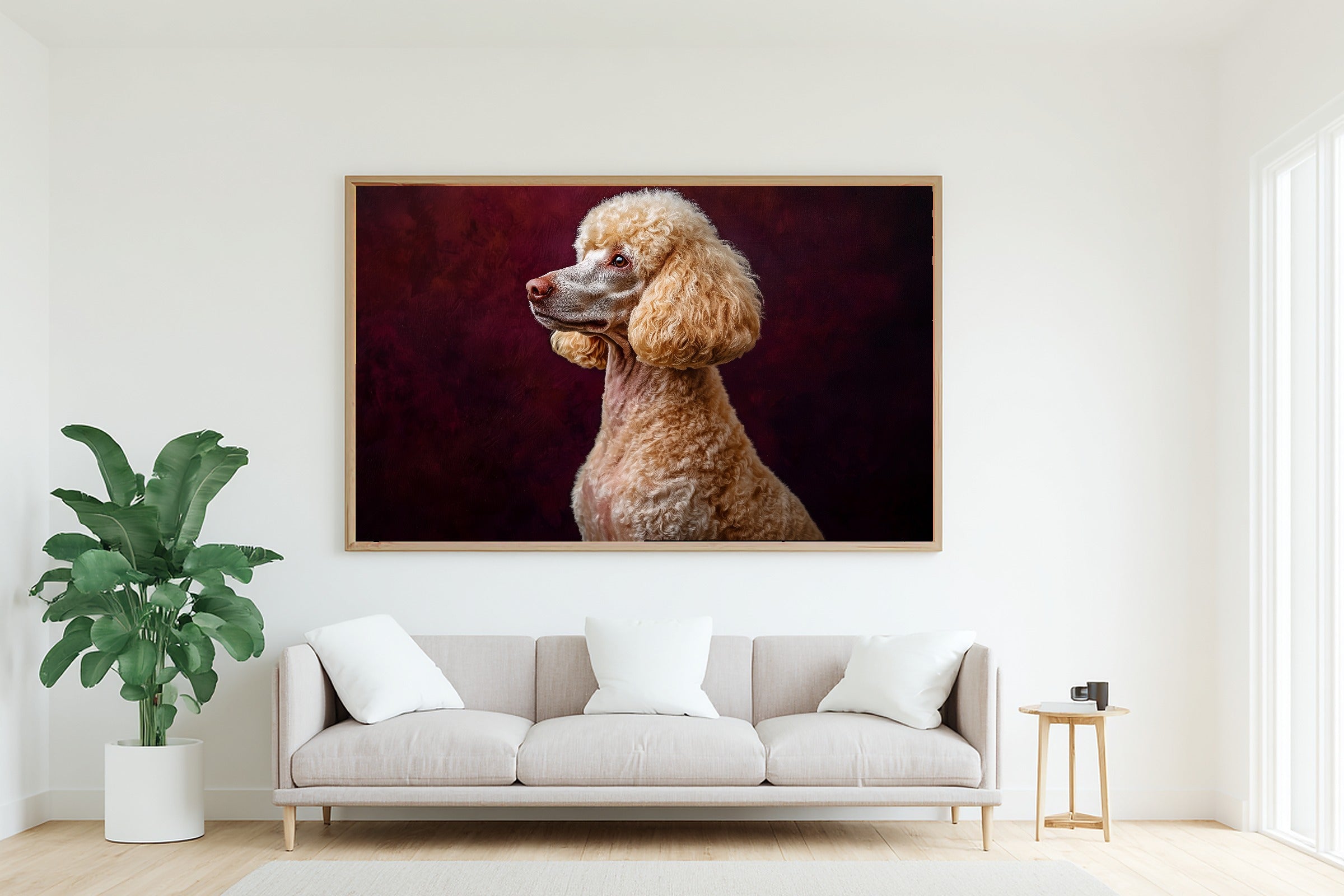 Painterly Dog Portrait Poodle — Heartfelt Pet Wall Art, Warm Living Room Decor, Stretched Canvas, Ready to Hang — dog-portrait-poodle-living-room-wall-art.jpg