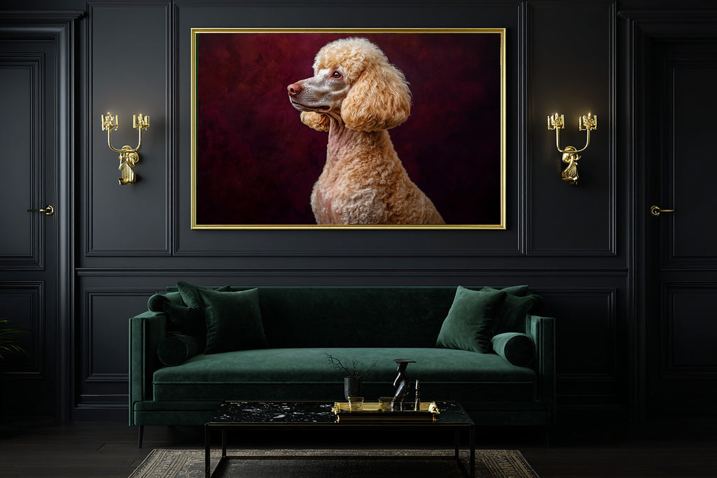 Painterly Dog Portrait Poodle — Heartfelt Pet Wall Art, Warm Living Room Decor, Stretched Canvas, Ready to Hang — dog-portrait-poodle-office-wall-art.jpg