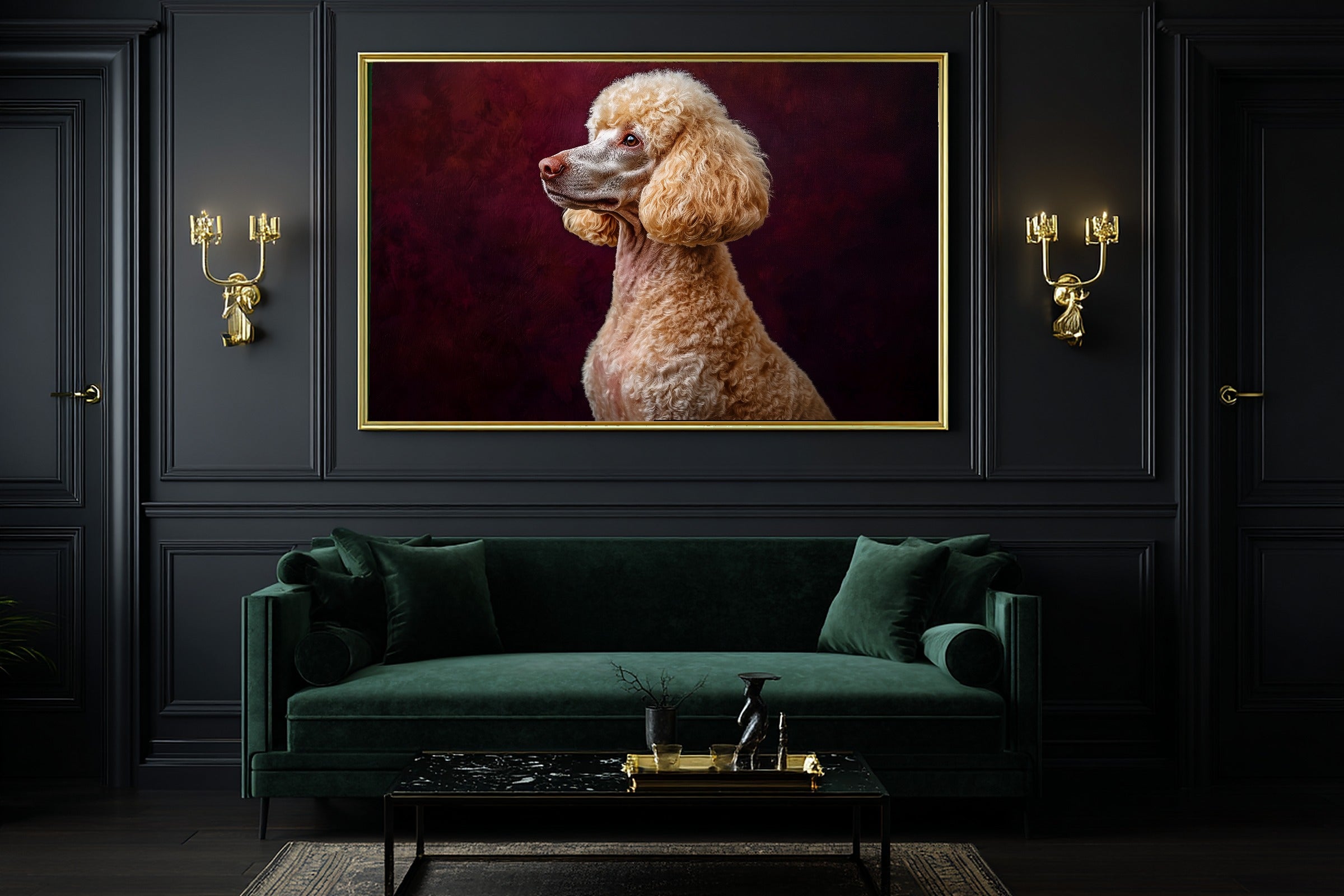 Painterly Dog Portrait Poodle — Heartfelt Pet Wall Art, Warm Living Room Decor, Stretched Canvas, Ready to Hang — dog-portrait-poodle-office-wall-art.jpg
