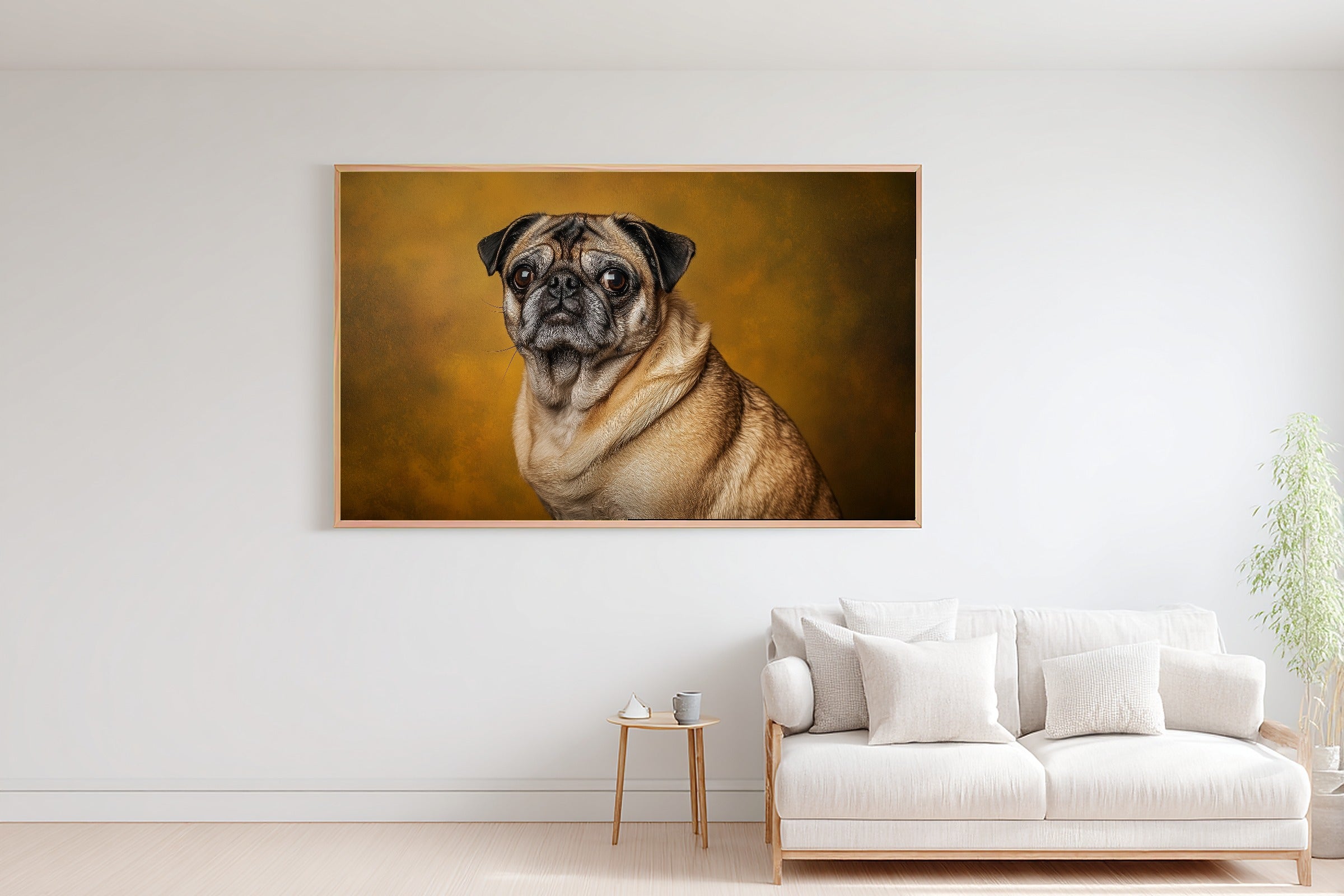 Heartfelt Pet Dog Portrait Pug Canvas Wall Art — Tender Print for the Living Room, A Gift the Pet Lover in Your Life Will Adore — dog-portrait-pug-bedroom-wall-art.jpg