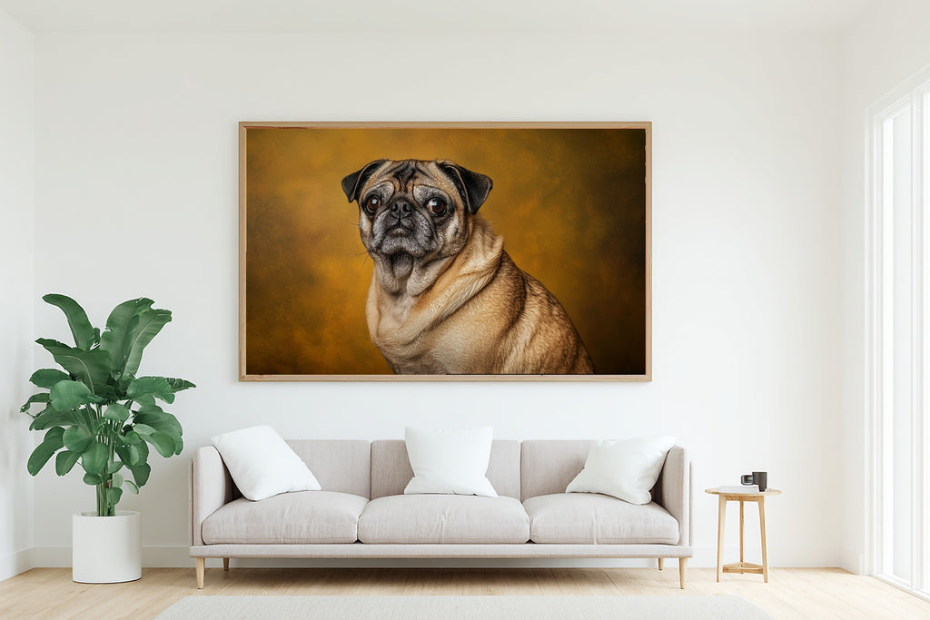 Heartfelt Pet Dog Portrait Pug Canvas Wall Art — Tender Print for the Living Room, A Gift the Pet Lover in Your Life Will Adore — dog-portrait-pug-living-room-wall-art.jpg