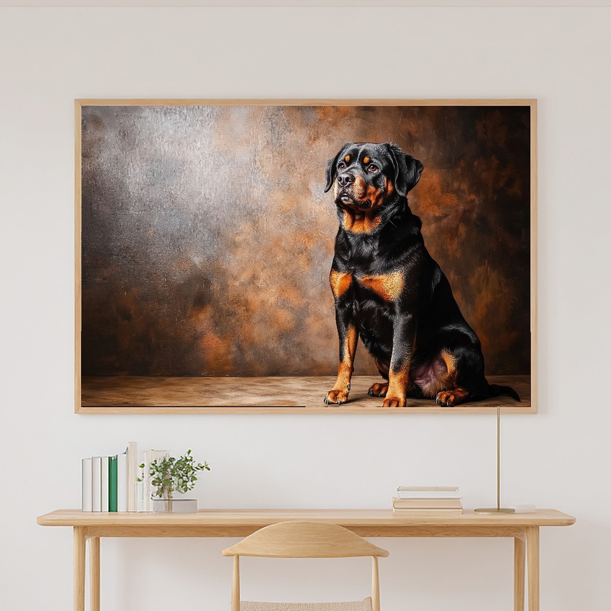 Timeless Dog Portrait Rottweiler — Soulful Painterly Wall Art, Warm Living Room Decor, Stretched Canvas, Ready to Hang — dog-portrait-rottweiler-canvas-print.jpg