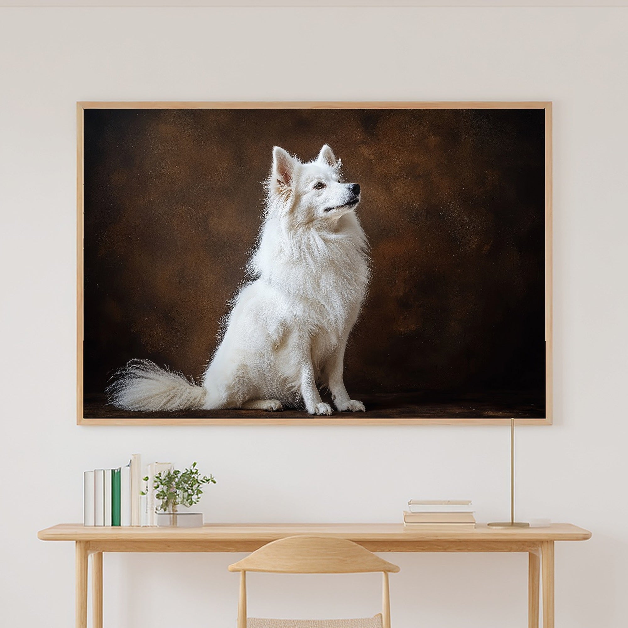 Soulful Painterly Dog Portrait Samoyed Art Print — Tender Decor for the Living Room, Stretched Canvas the Pet Lover in Your Life Will Love — dog-portrait-samoyed-canvas-print.jpg