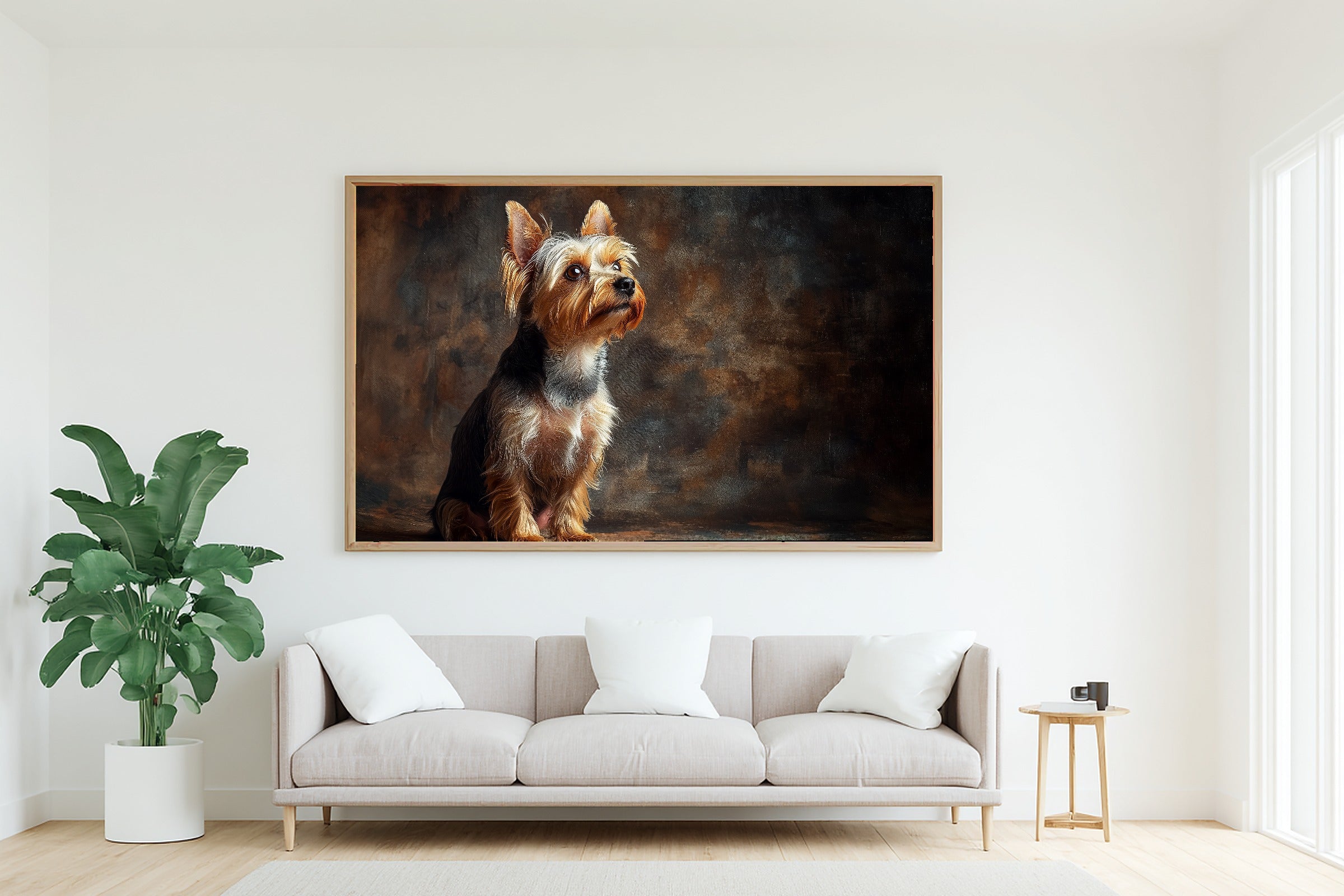 Dog Portrait Yorkshire Terrier Print on Stretched Canvas — Cozy Soulful Painterly for the Living Room, Gift for the Pet Lover in Your Life — dog-portrait-yorkshire-terrier-living-room-wall-art.jpg