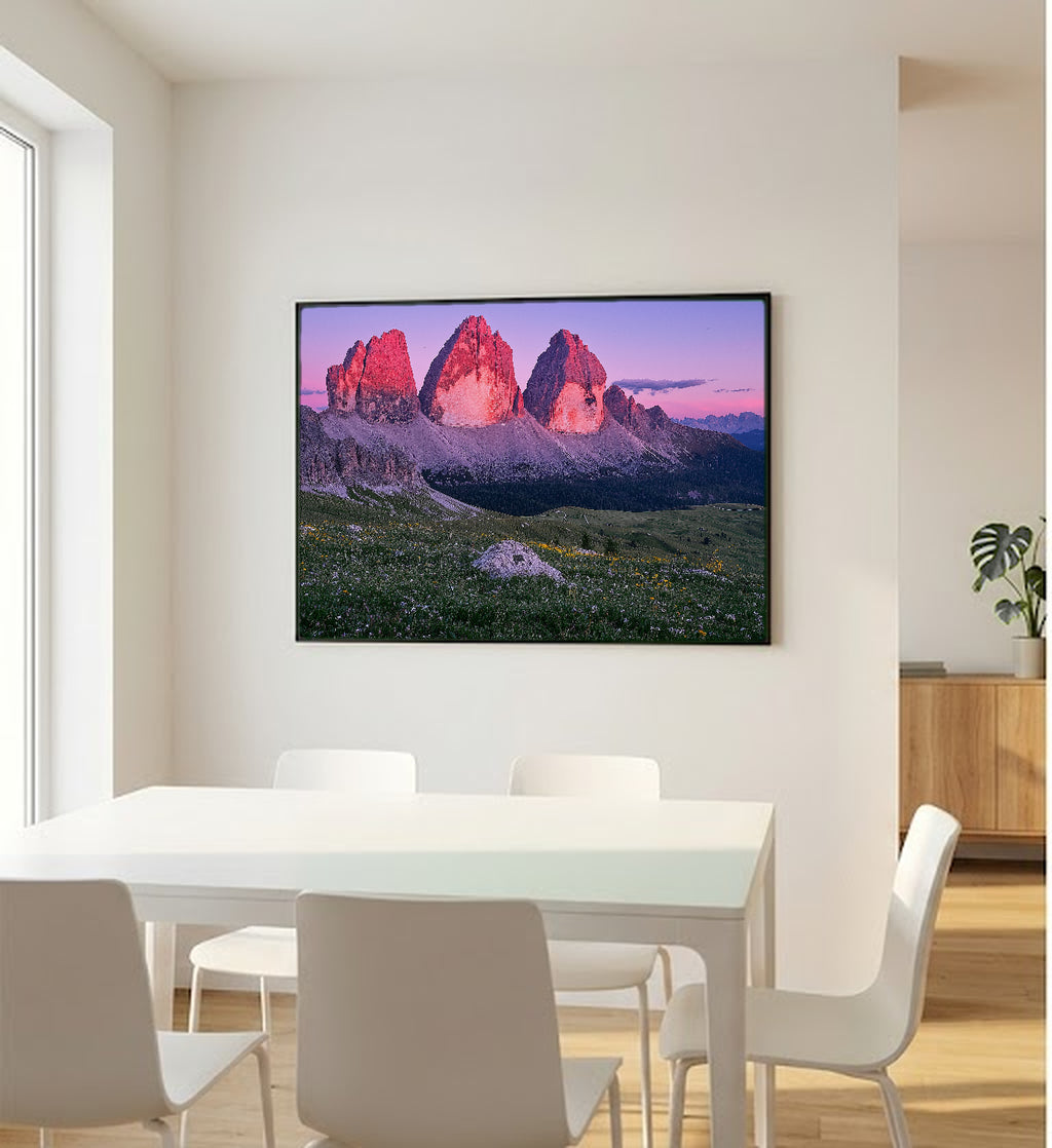Dolomites Canvas Wall Art | Tre Cime Peaks Print, Italian Alps, Mountain Decor, Stretched Canvas — dolomites-tre-cime-bedroom-wall-art.jpg