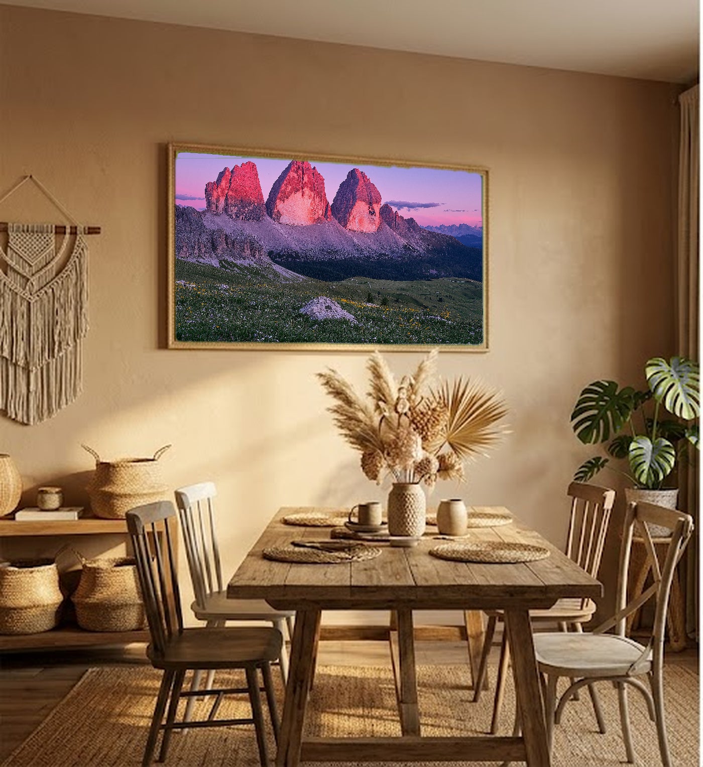 Dolomites Canvas Wall Art | Tre Cime Peaks Print, Italian Alps, Mountain Decor, Stretched Canvas — dolomites-tre-cime-hallway-wall-art.jpg