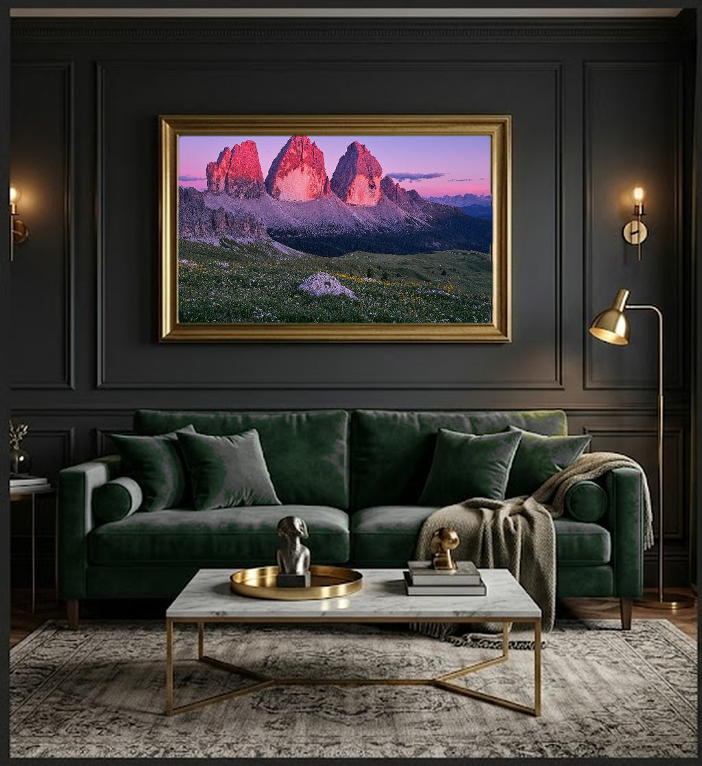 Dolomites Canvas Wall Art | Tre Cime Peaks Print, Italian Alps, Mountain Decor, Stretched Canvas — dolomites-tre-cime-office-wall-art.jpg