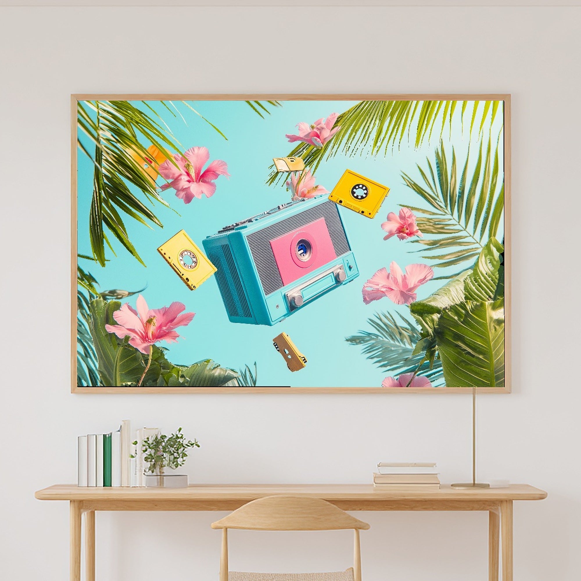 A Dreamy Dopamine Boombox Cassettes Colourful Playful Print — Dreamy Wall Art for the Kitchen, Giclée on Canvas — dopamine-boombox-cassettes-canvas-print.jpg