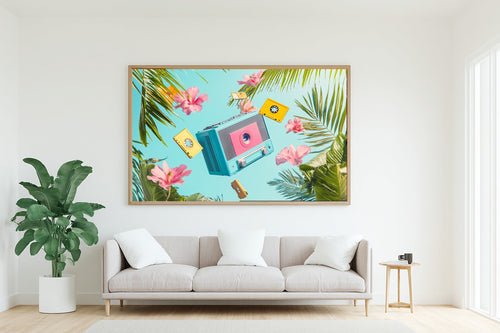 A Dreamy Dopamine Boombox Cassettes Colourful Playful Print — Dreamy Wall Art for the Kitchen, Giclée on Canvas — dopamine-boombox-cassettes-living-room-wall-art.jpg