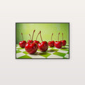 Dopamine Cherries Canvas Wall Art | Checkerboard Maximalist Print, Playful Kitchen Decor, Stretched Canvas — dopamine-checker-cherries-canvas-print.jpg