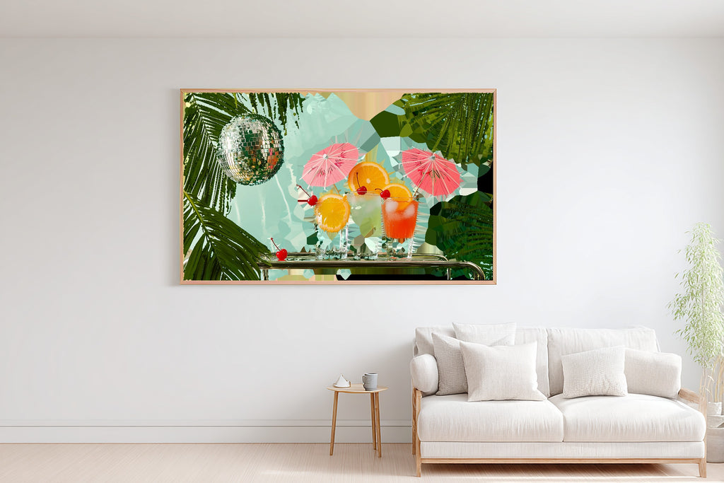 Dopamine Cocktail Bar Print on Stretched Canvas — Heartfelt Maximalist Retro for the Kitchen, Gift for the Happy-Home Friend — dopamine-cocktail-bar-bedroom-wall-art.jpg