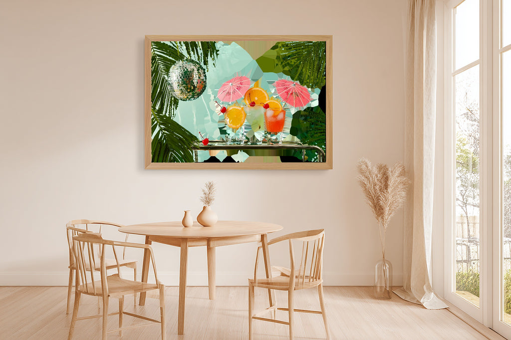 Dopamine Cocktail Bar Print on Stretched Canvas — Heartfelt Maximalist Retro for the Kitchen, Gift for the Happy-Home Friend — dopamine-cocktail-bar-dining-room-wall-art.jpg