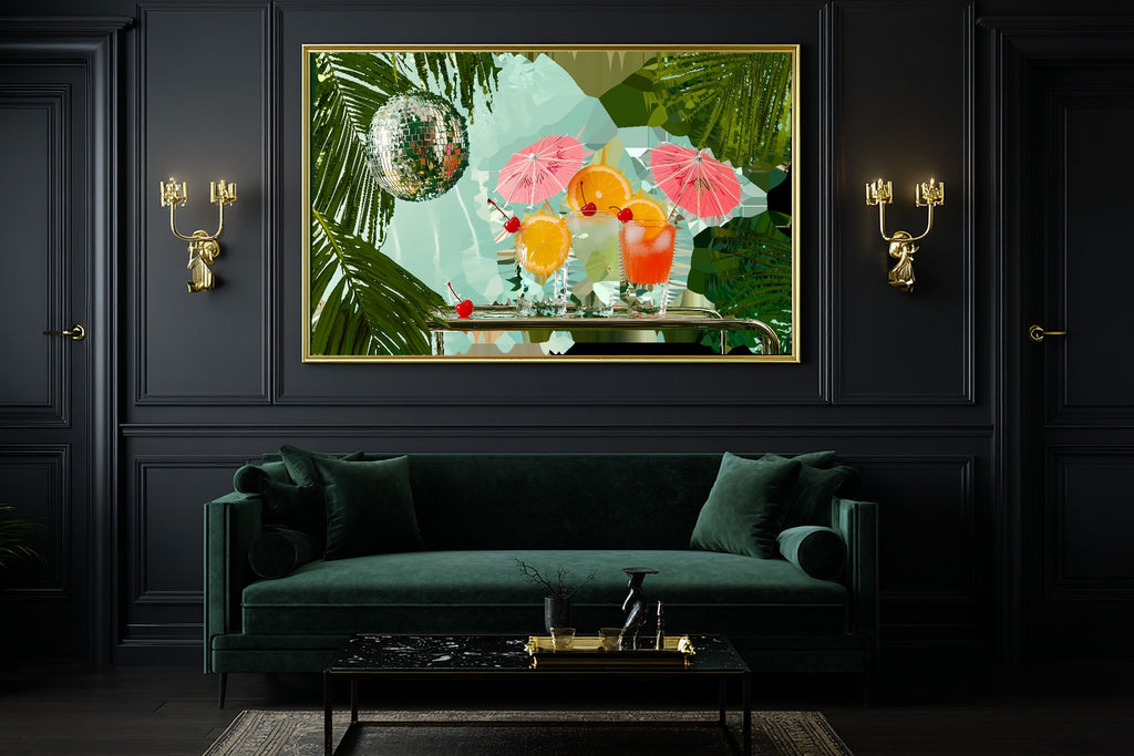 Dopamine Cocktail Bar Print on Stretched Canvas — Heartfelt Maximalist Retro for the Kitchen, Gift for the Happy-Home Friend — dopamine-cocktail-bar-office-wall-art.jpg