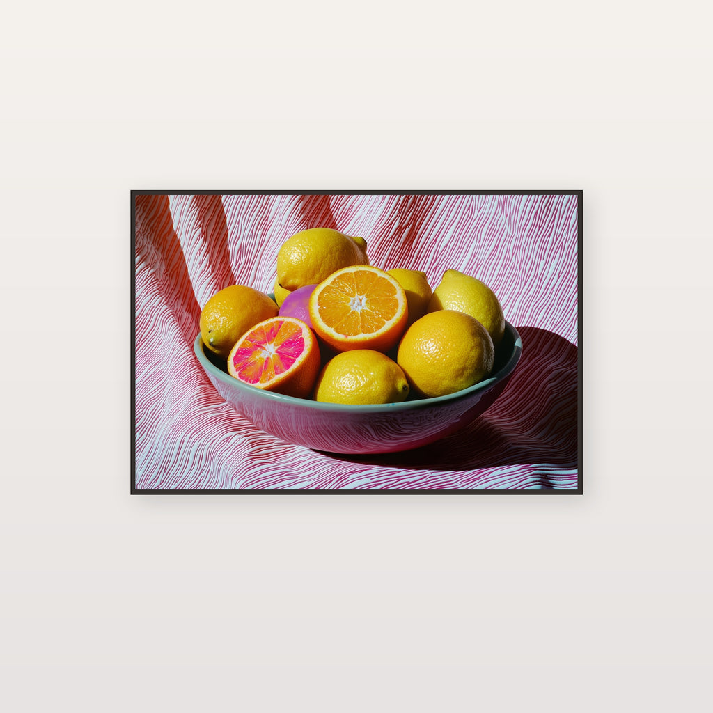 Dopamine Fruit Bowl Canvas Wall Art | Maximalist Still Life Print, Kitchen Decor, Stretched Canvas — dopamine-fruit-bowl-canvas-print.jpg