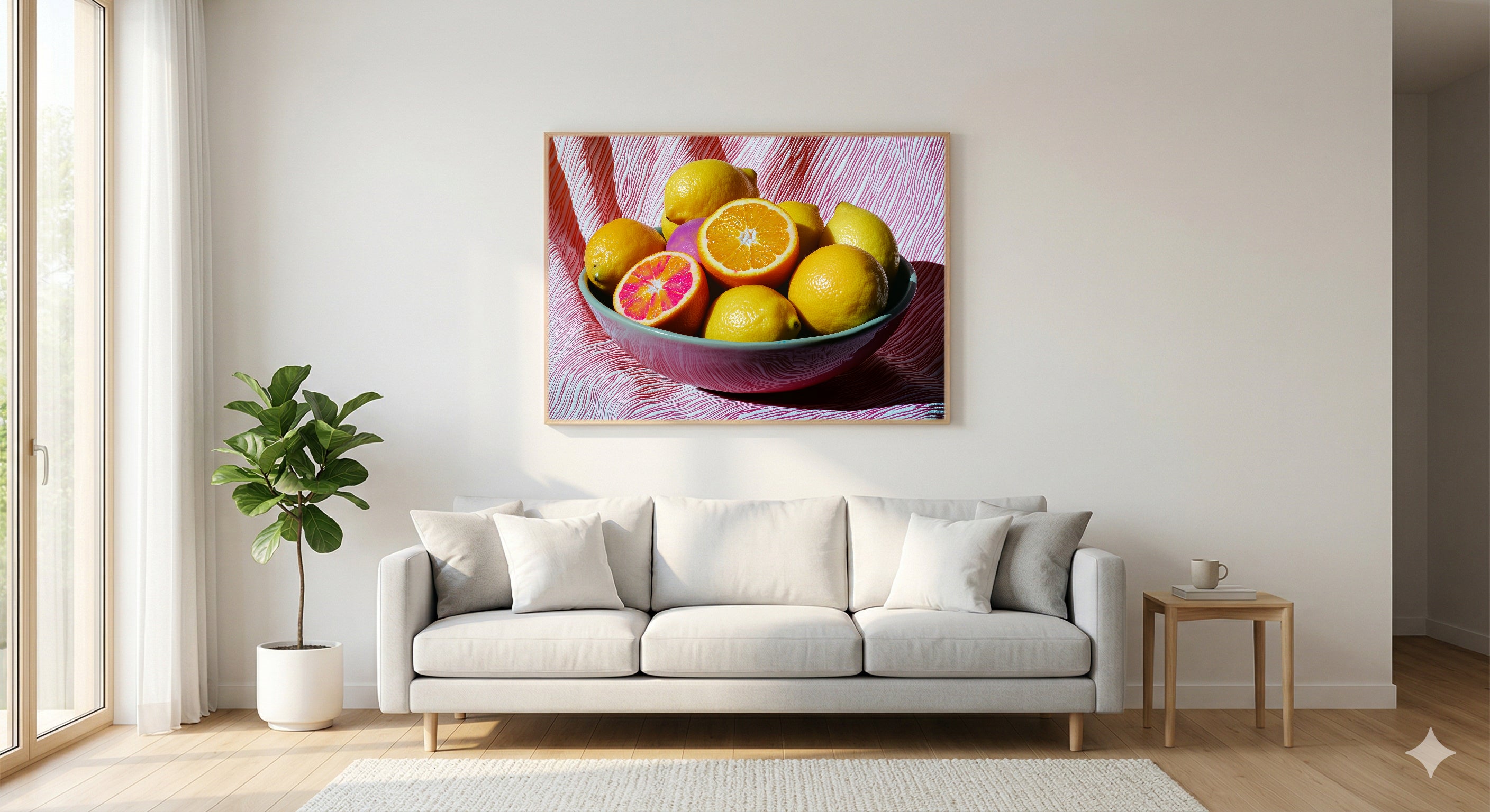 Dopamine Fruit Bowl Canvas Wall Art | Maximalist Still Life Print, Kitchen Decor, Stretched Canvas — dopamine-fruit-bowl-living-room-wall-art.jpg