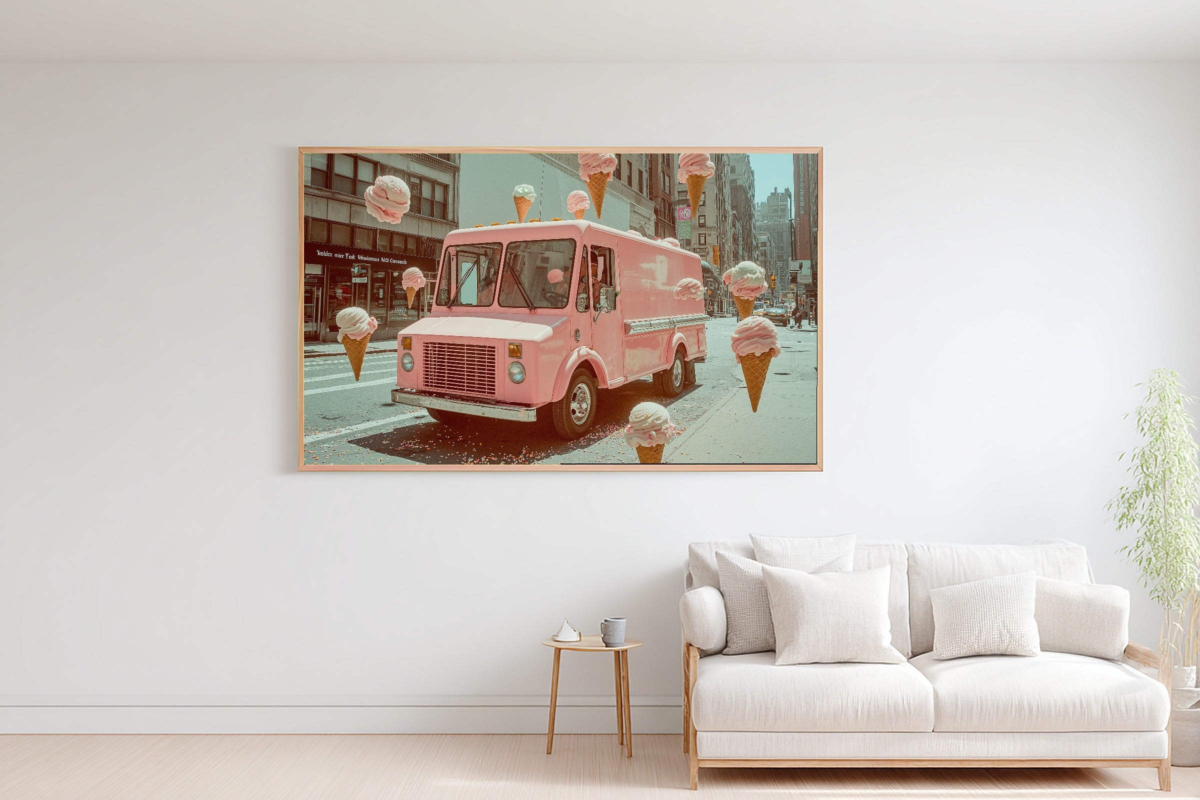 A Dreamy Dopamine Ice Cream Truck Maximalist Retro Print — Dreamy Wall Art for the Kitchen, Giclée on Canvas — dopamine-ice-cream-truck-bedroom-wall-art.jpg