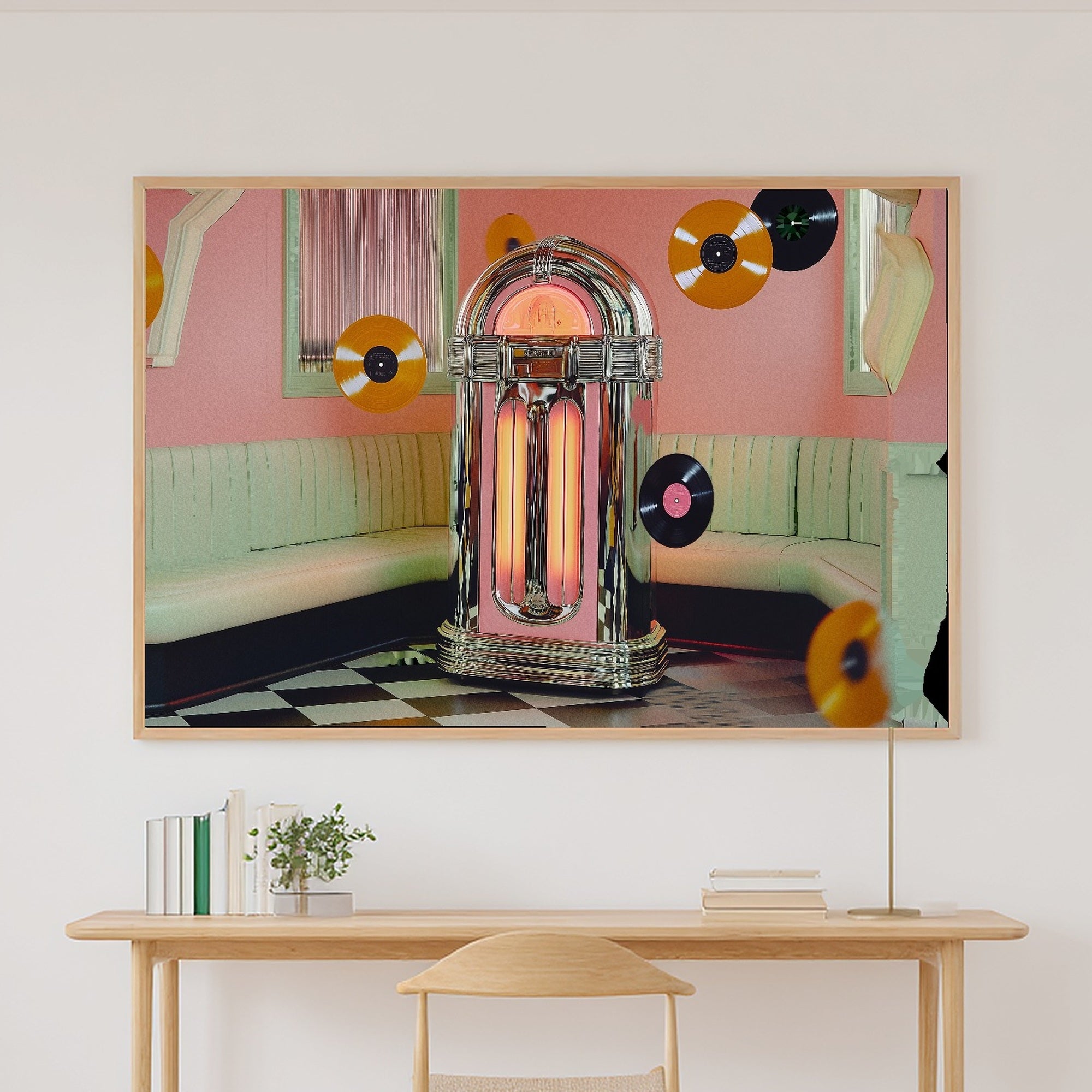A Dreamy Dopamine Jukebox Diner Colourful Playful Print — Heartfelt Wall Art for the Kitchen, Giclée on Canvas — dopamine-jukebox-diner-canvas-print.jpg