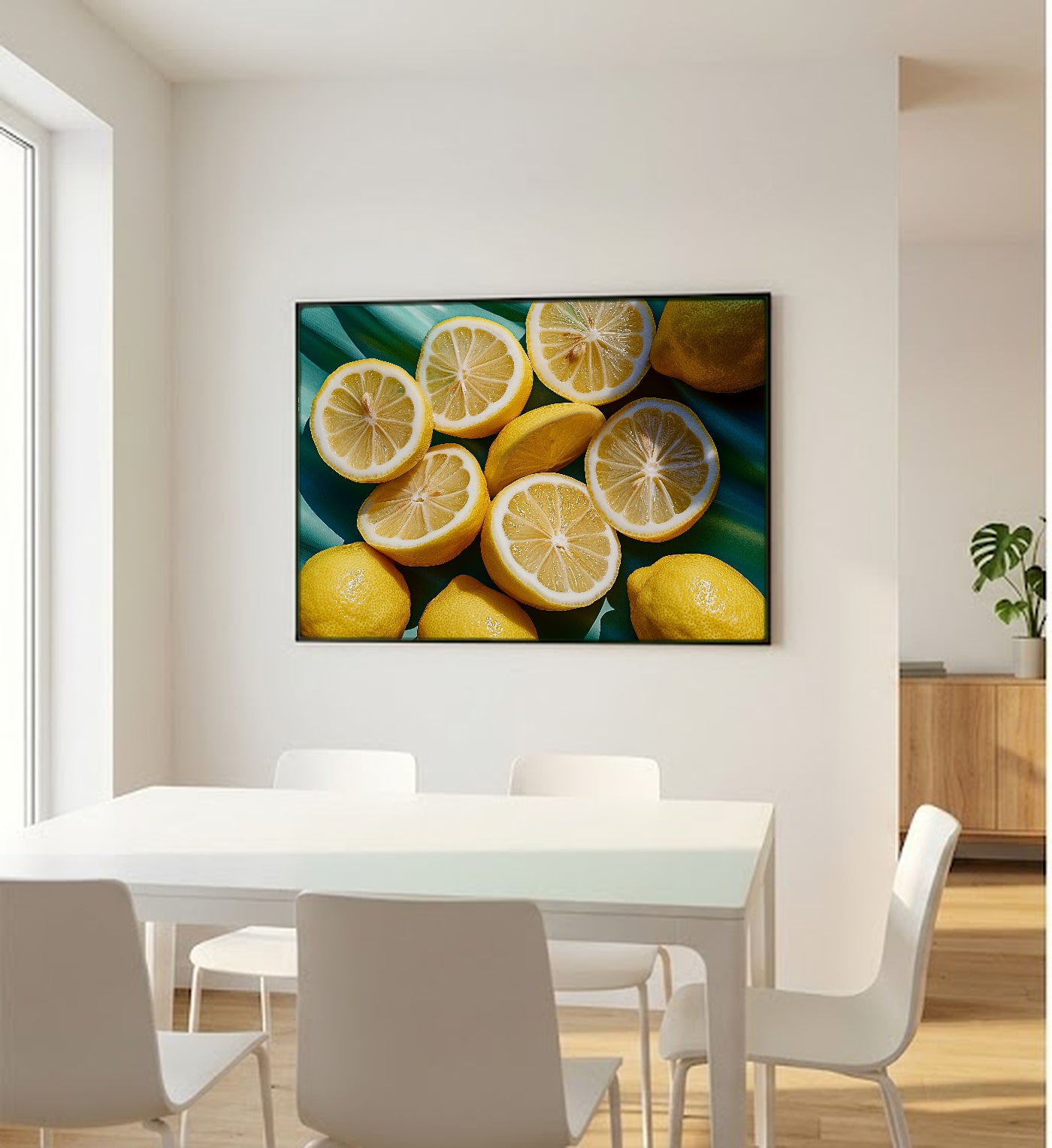 Lemon Squeeze Canvas Wall Art | Dopamine Citrus Print, Maximalist Kitchen Decor, Stretched Canvas — dopamine-lemon-squeeze-bedroom-wall-art.jpg
