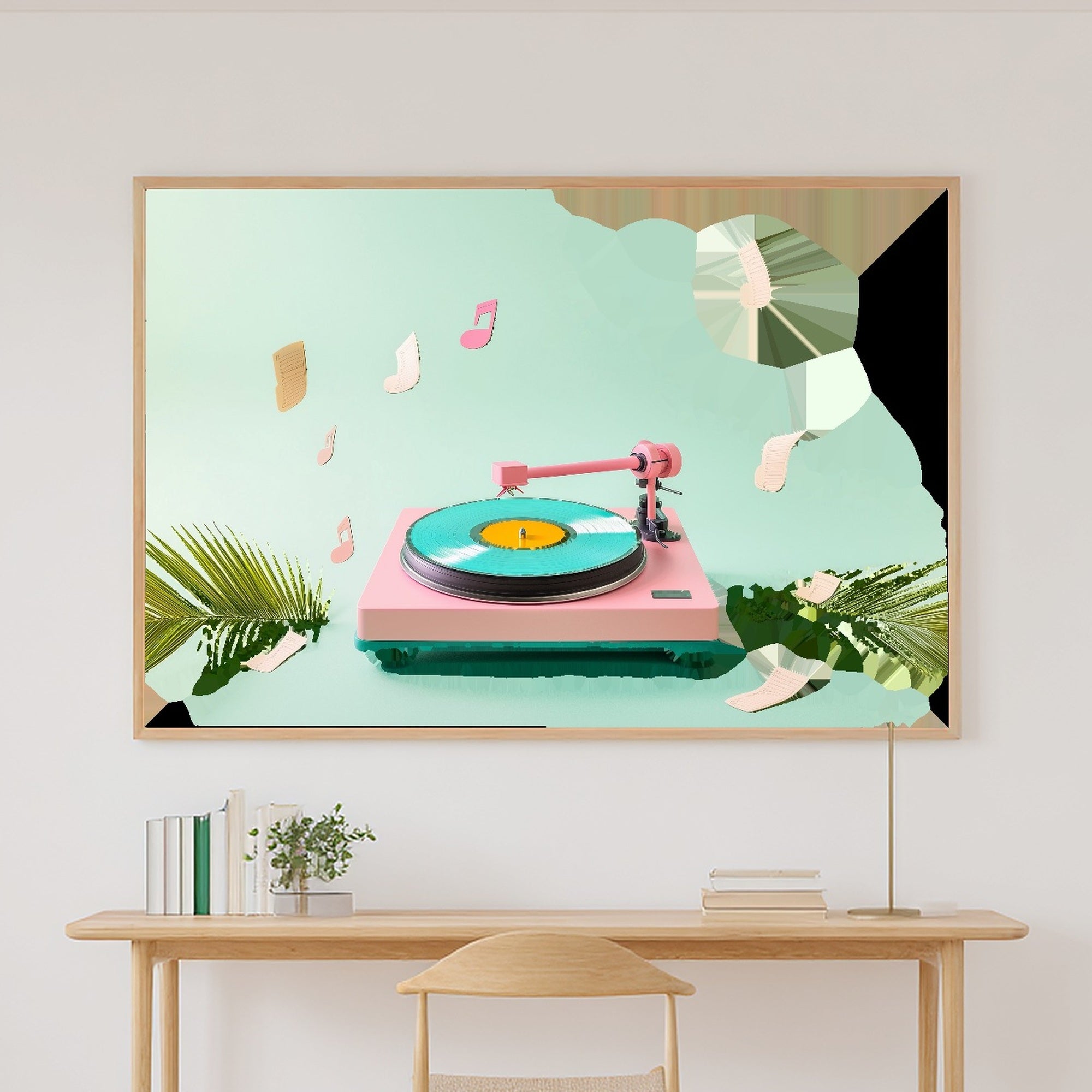 Bold Dopamine Record Player — Colourful Playful Wall Art, Warm Kitchen Decor, Stretched Canvas, Ready to Hang — dopamine-record-player-canvas-print.jpg