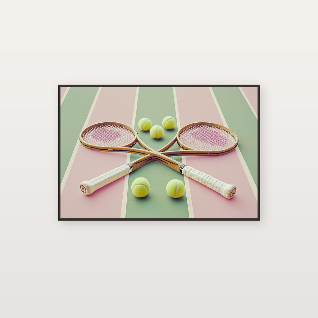 Tennis Club Canvas Wall Art | Dopamine Preppy Print, Maximalist Sport Decor, Stretched Canvas — dopamine-tennis-club-canvas-print.jpg