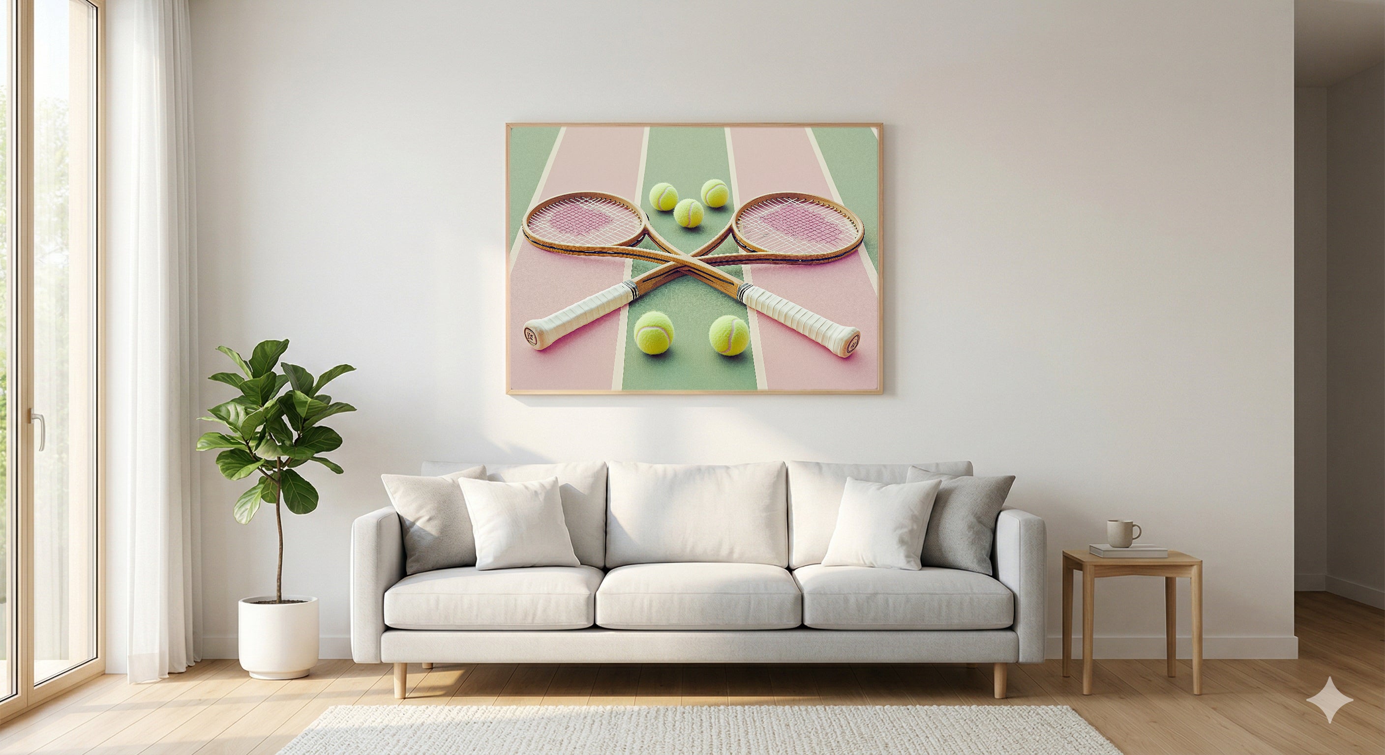 Tennis Club Canvas Wall Art | Dopamine Preppy Print, Maximalist Sport Decor, Stretched Canvas — dopamine-tennis-club-living-room-wall-art.jpg