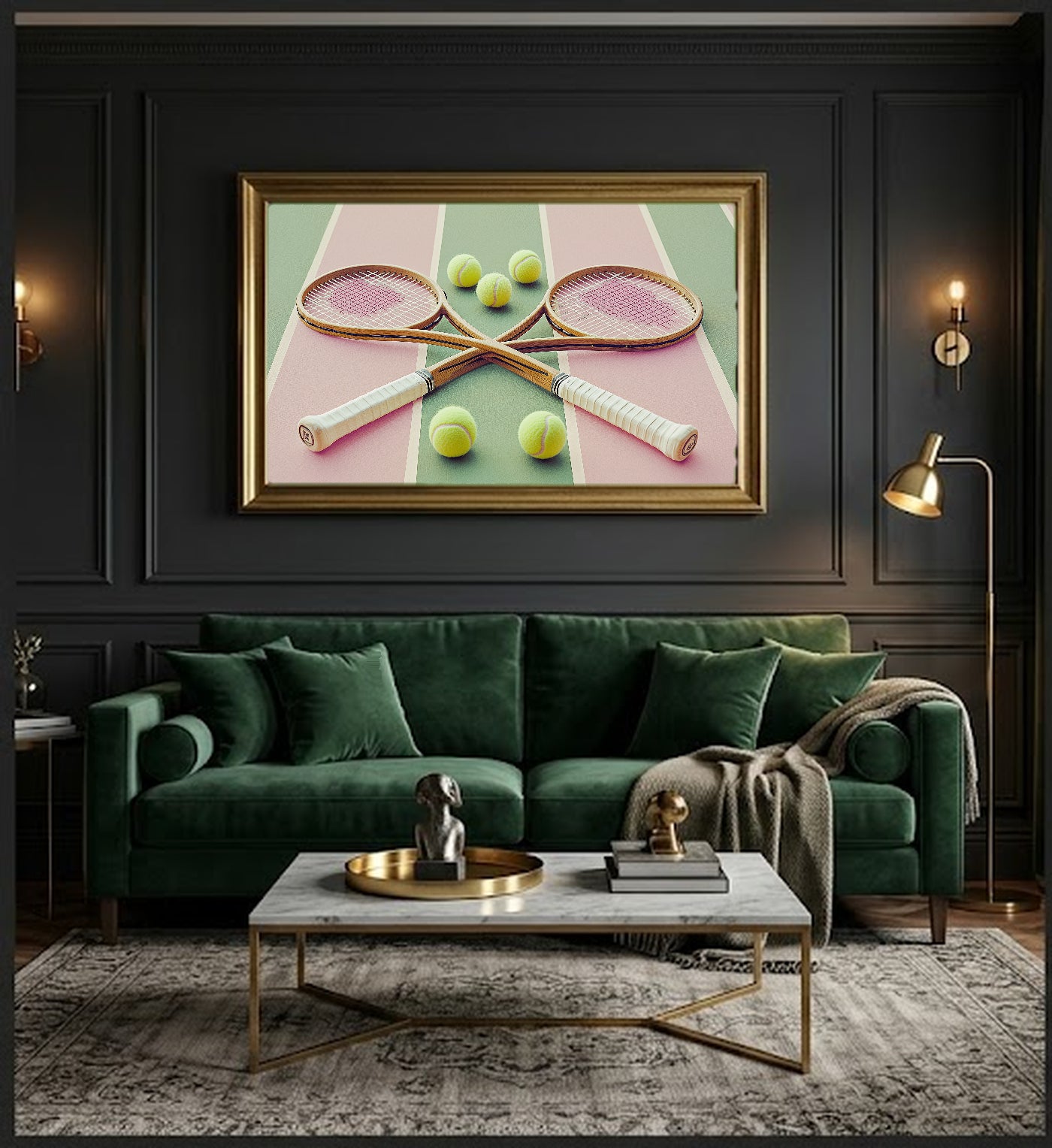 Tennis Club Canvas Wall Art | Dopamine Preppy Print, Maximalist Sport Decor, Stretched Canvas — dopamine-tennis-club-office-wall-art.jpg