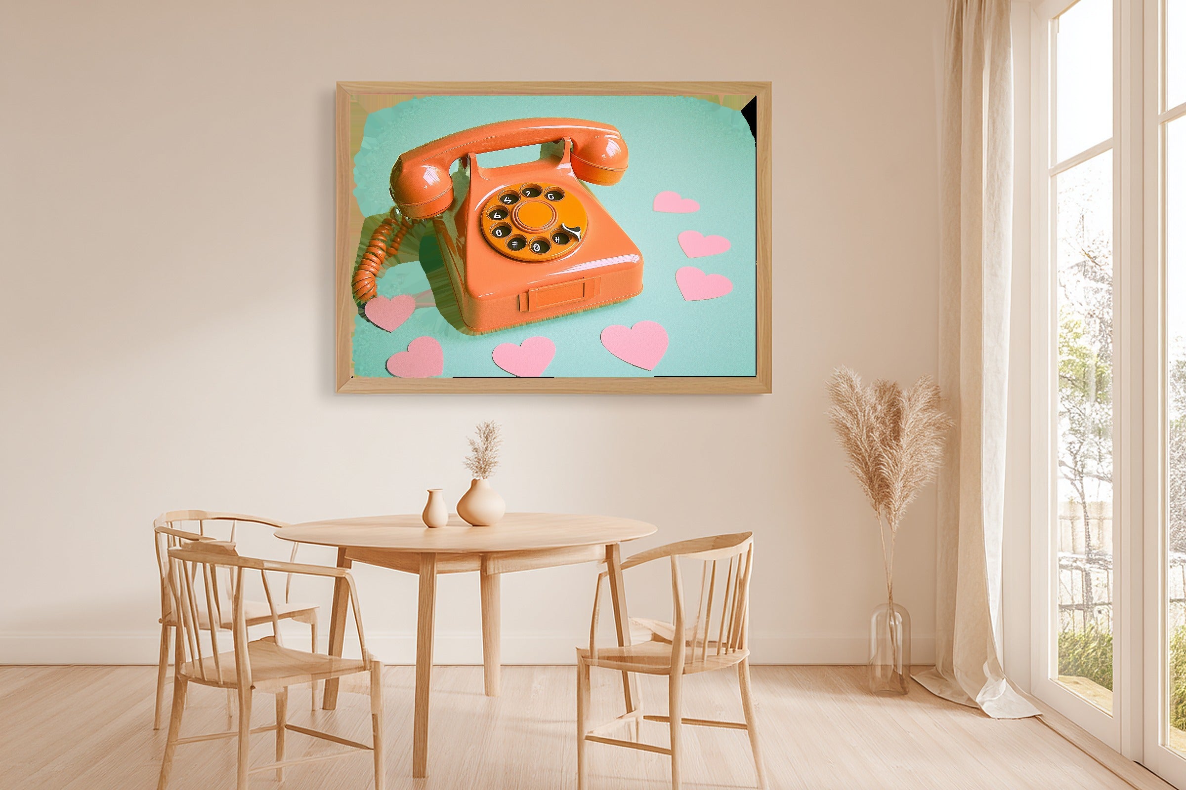 Maximalist Retro Dopamine Vintage Phone Canvas Wall Art — Bold Print for the Kitchen, A Gift the Happy-Home Friend Will Adore — dopamine-vintage-phone-dining-room-wall-art.jpg