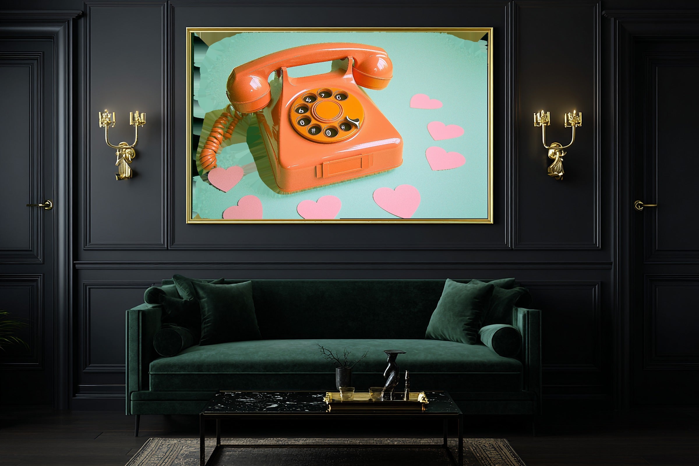 Maximalist Retro Dopamine Vintage Phone Canvas Wall Art — Bold Print for the Kitchen, A Gift the Happy-Home Friend Will Adore — dopamine-vintage-phone-office-wall-art.jpg