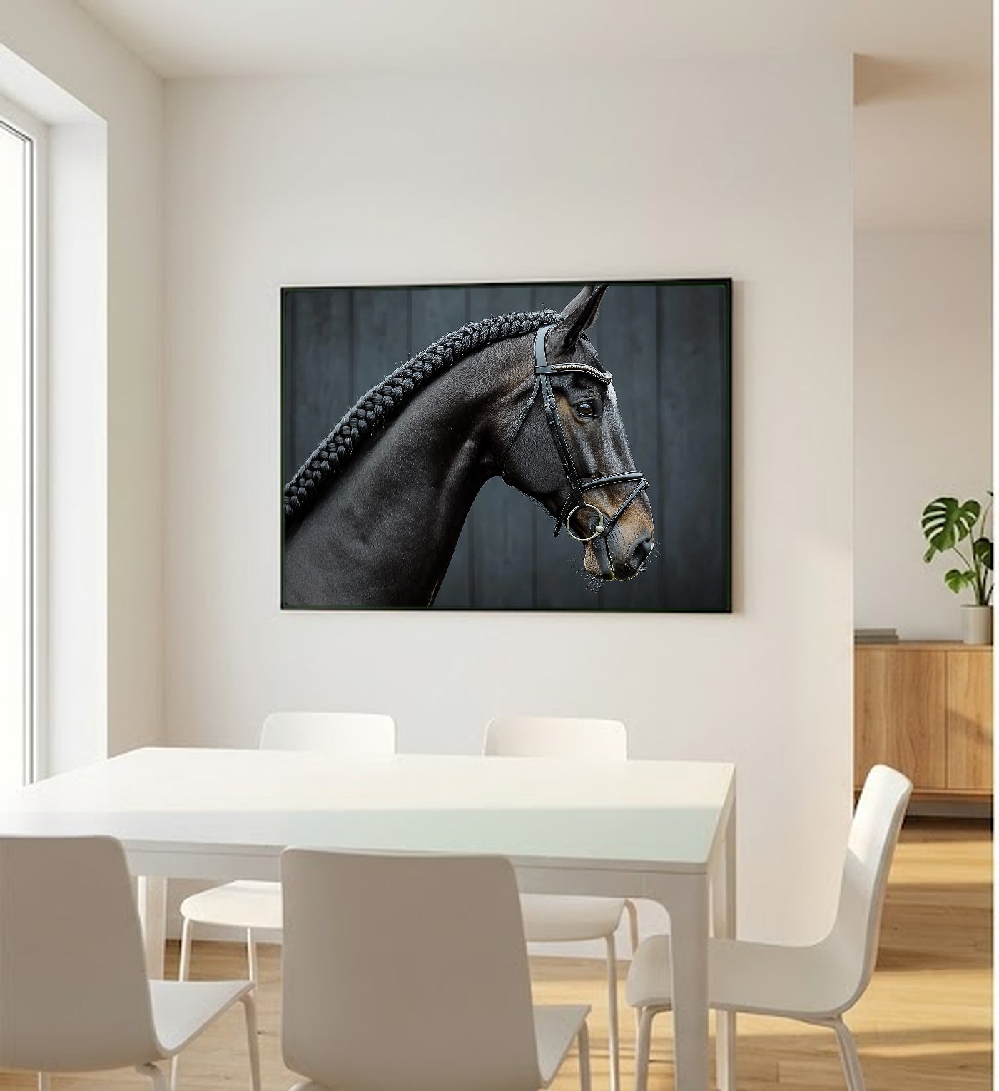 Dressage Horse Canvas Wall Art | Profile Portrait Print, Equestrian Decor, Stretched Canvas — dressage-horse-profile-bedroom-wall-art.jpg