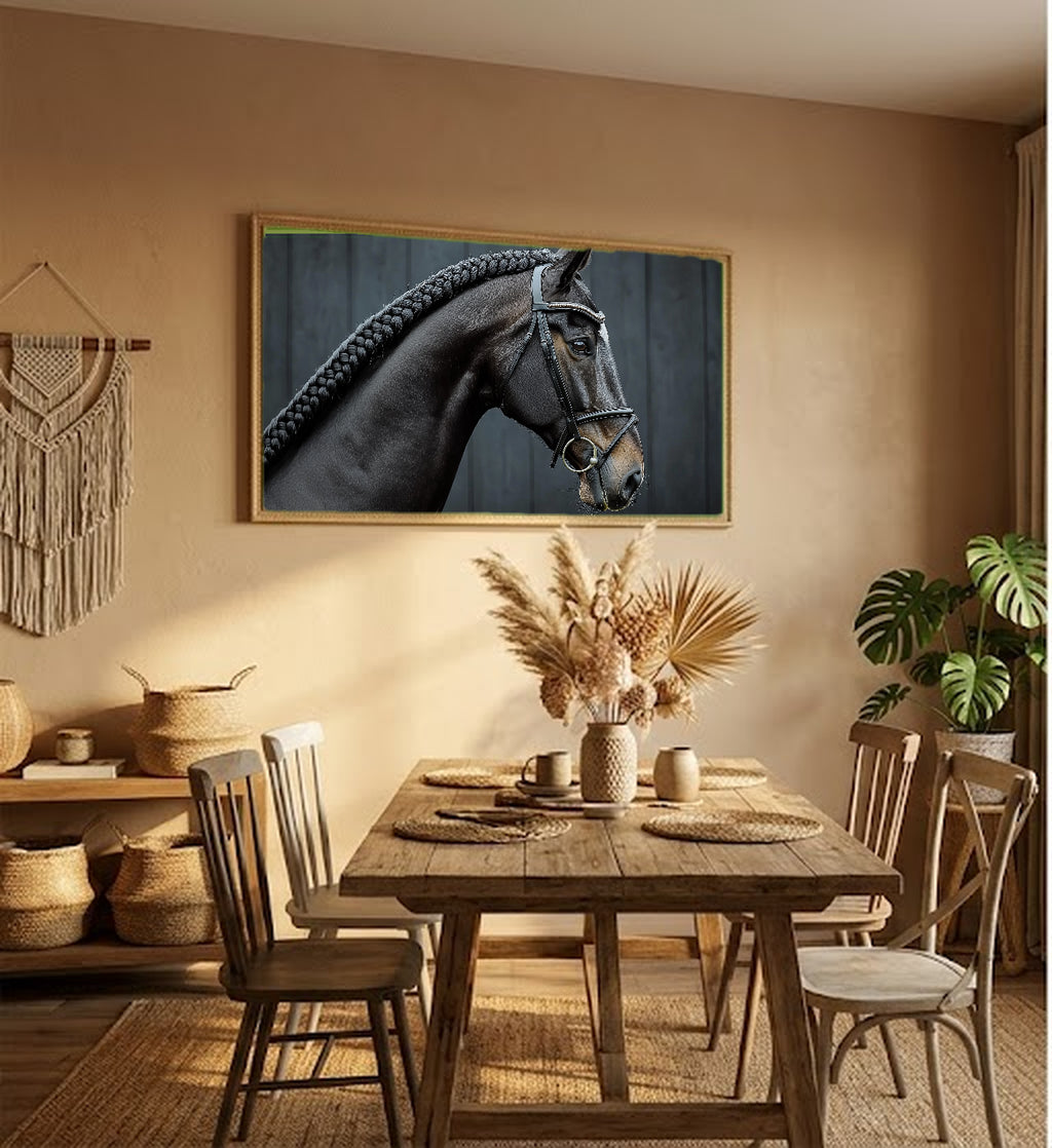 Dressage Horse Canvas Wall Art | Profile Portrait Print, Equestrian Decor, Stretched Canvas — dressage-horse-profile-hallway-wall-art.jpg