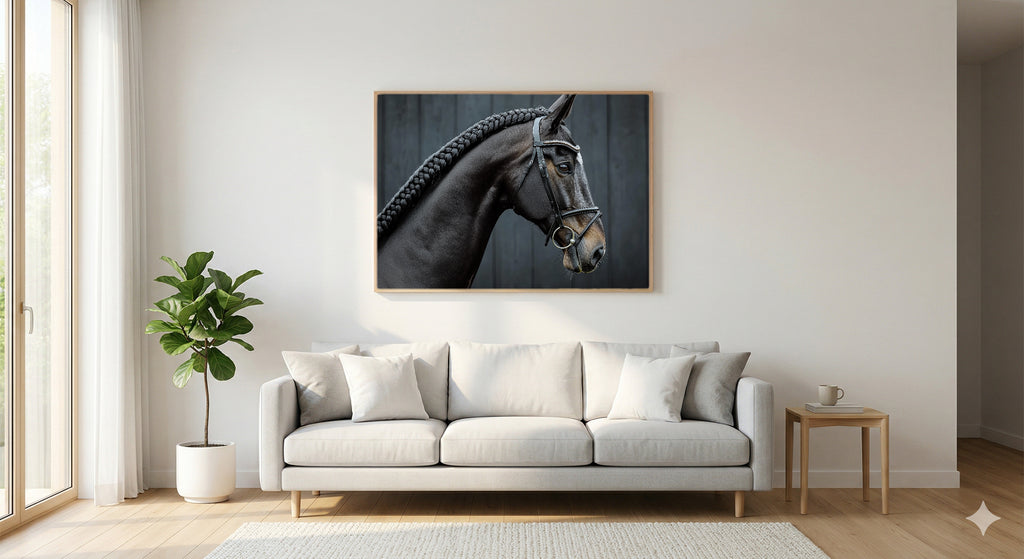 Dressage Horse Canvas Wall Art | Profile Portrait Print, Equestrian Decor, Stretched Canvas — dressage-horse-profile-living-room-wall-art.jpg