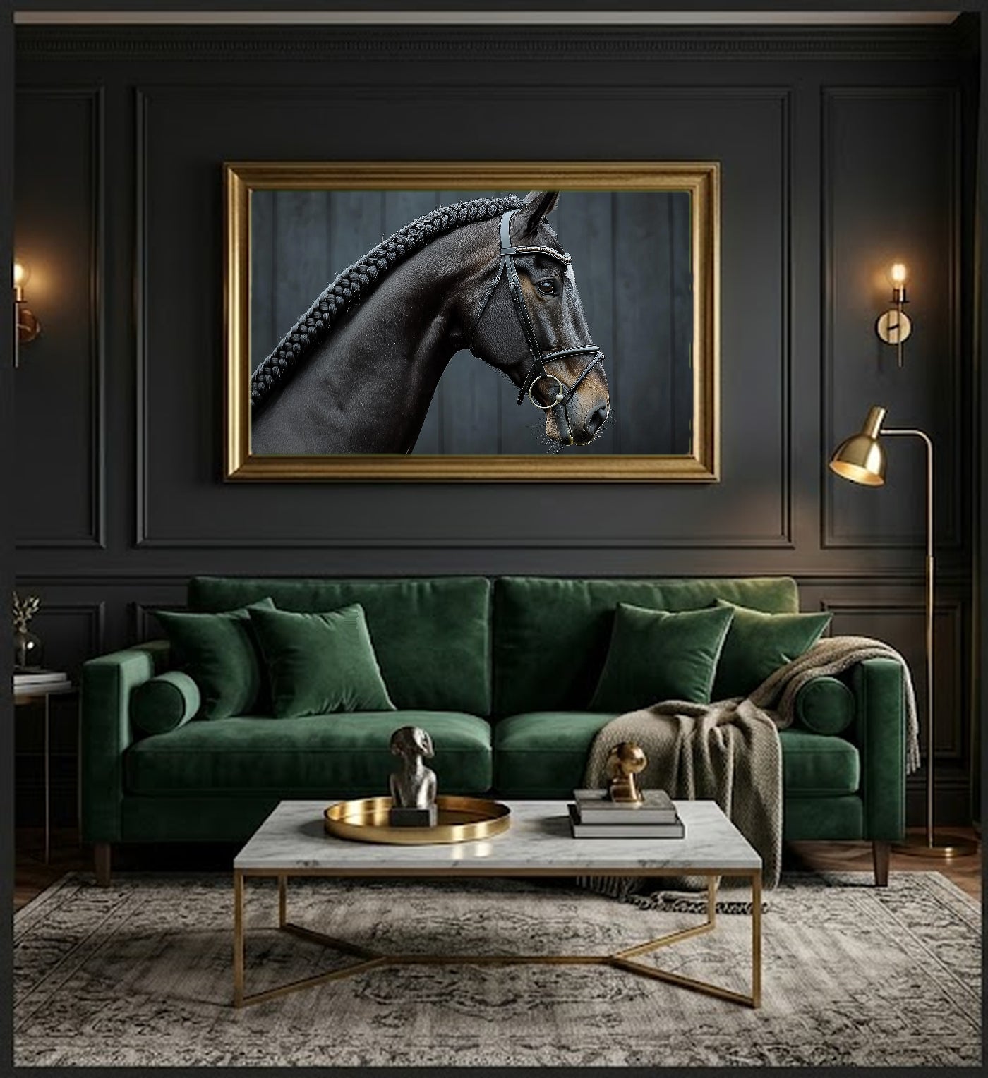 Dressage Horse Canvas Wall Art | Profile Portrait Print, Equestrian Decor, Stretched Canvas — dressage-horse-profile-office-wall-art.jpg