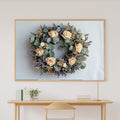 Dried Floral Wreath Linen Museum-Quality Canvas, Cozy Studio Decor Home Decor Print, Above-the-Living Room Decor, Gift Under 100 — dried-floral-wreath-linen-canvas-print.jpg
