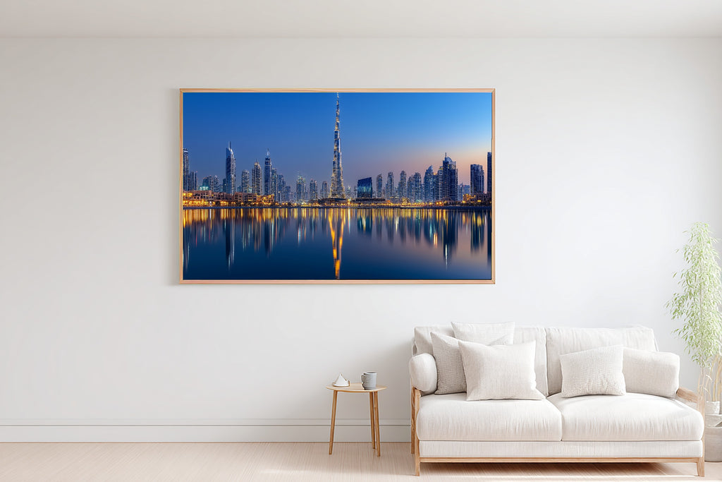 Timeless Dubai Skyline Night — Dreamy Metro Wall Art, Warm Modern Loft Decor, Stretched Canvas, Ready to Hang — dubai-skyline-night-bedroom-wall-art.jpg