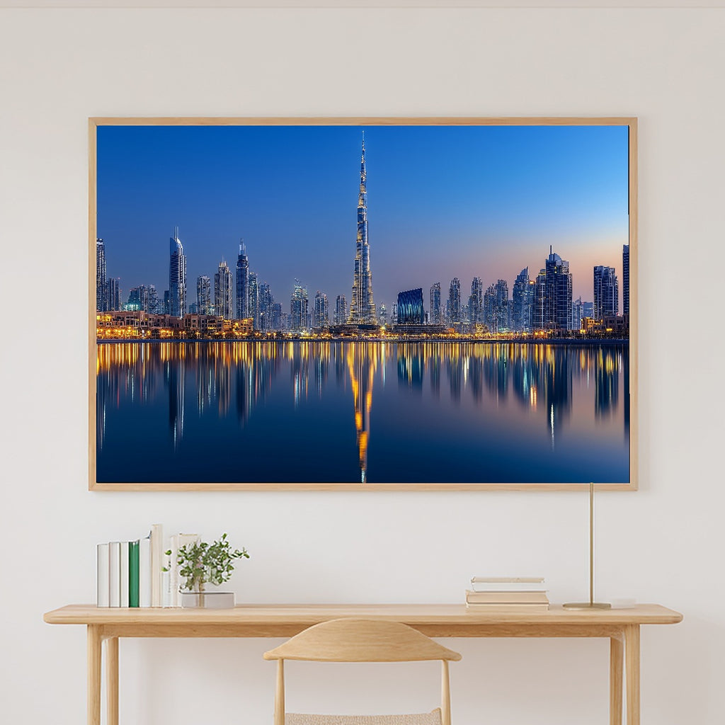 Timeless Dubai Skyline Night — Dreamy Metro Wall Art, Warm Modern Loft Decor, Stretched Canvas, Ready to Hang — dubai-skyline-night-canvas-print.jpg