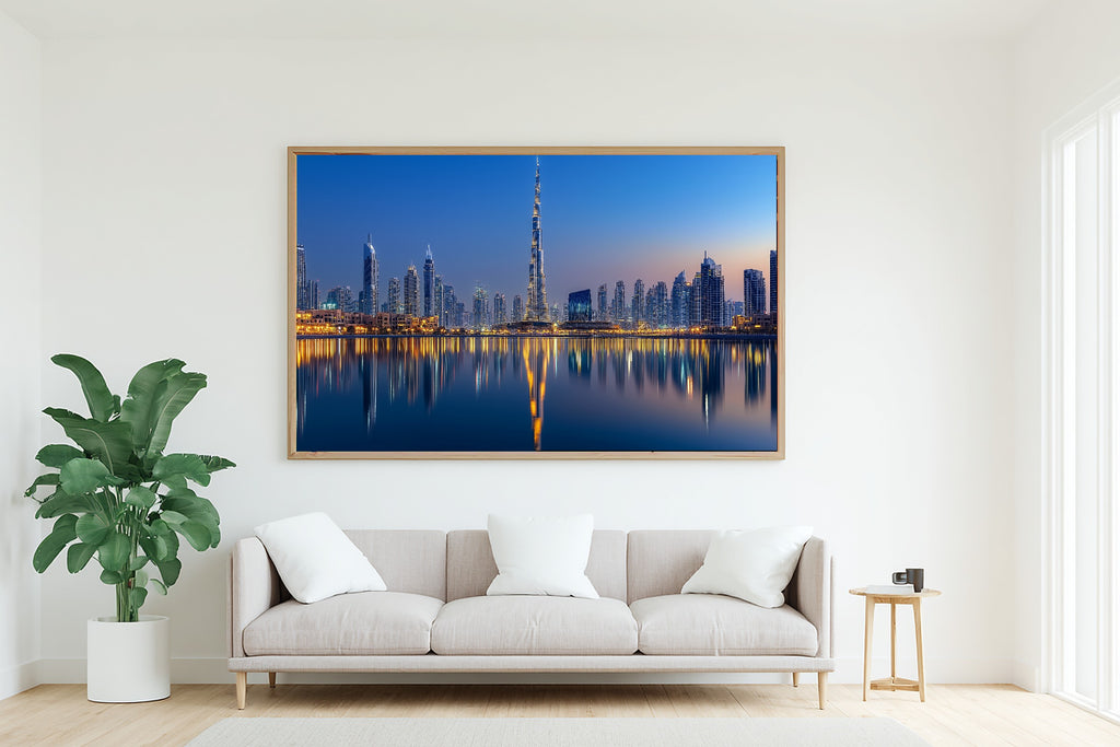 Timeless Dubai Skyline Night — Dreamy Metro Wall Art, Warm Modern Loft Decor, Stretched Canvas, Ready to Hang — dubai-skyline-night-living-room-wall-art.jpg
