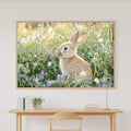 Calming Coastal Easter Bunny Field Wildflowers Art Print — Timeless Decor for the Beach House, Stretched Canvas the Coastal Soul Will Love — easter-bunny-field-wildflowers-canvas-print.jpg