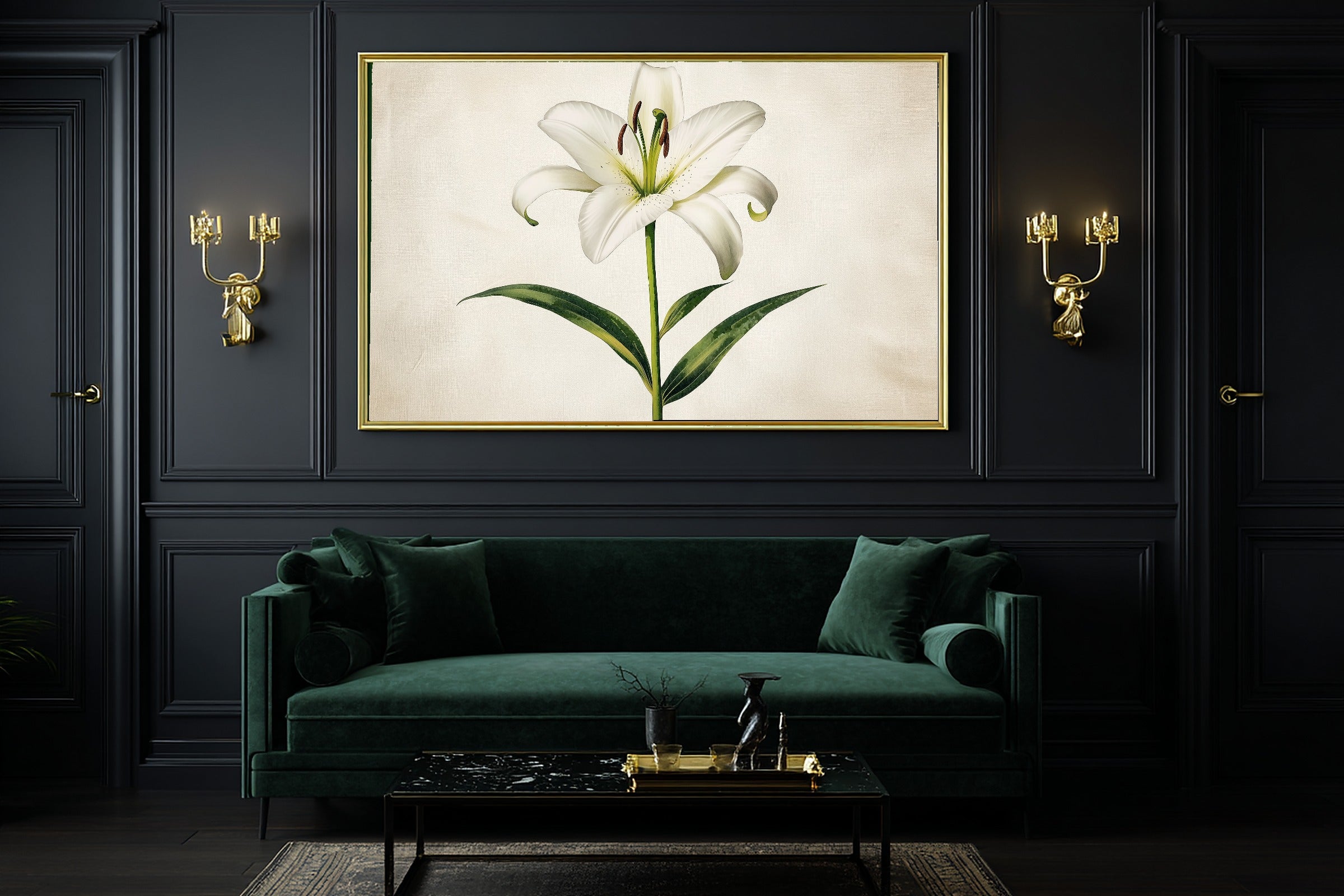 Hazy Tidal Easter Lily Botanical Plate Art Print — Timeless Decor for the Beach House, Stretched Canvas the Coastal Soul Will Love — easter-lily-botanical-plate-office-wall-art.jpg