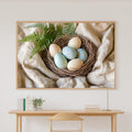 Dreamy Seaside Easter Speckled Eggs Nest Painterly Canvas Wall Art — Soft Tidal Print for the Beach House — easter-speckled-eggs-nest-painterly-canvas-print.jpg