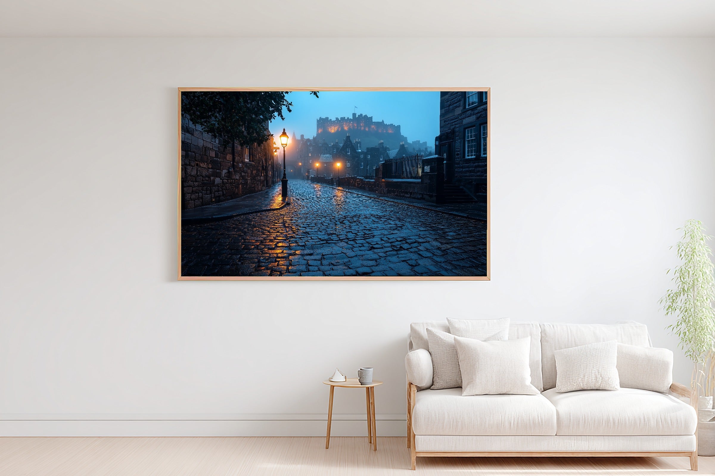 Sunlit Mediterranean Edinburgh Castle Mist Art Print — Timeless Decor for the Dining Room — edinburgh-castle-mist-bedroom-wall-art.jpg