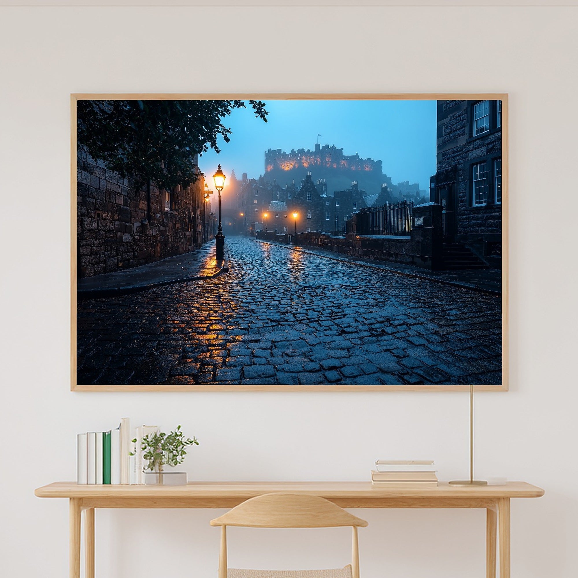 Sunlit Mediterranean Edinburgh Castle Mist Art Print — Timeless Decor for the Dining Room — edinburgh-castle-mist-canvas-print.jpg