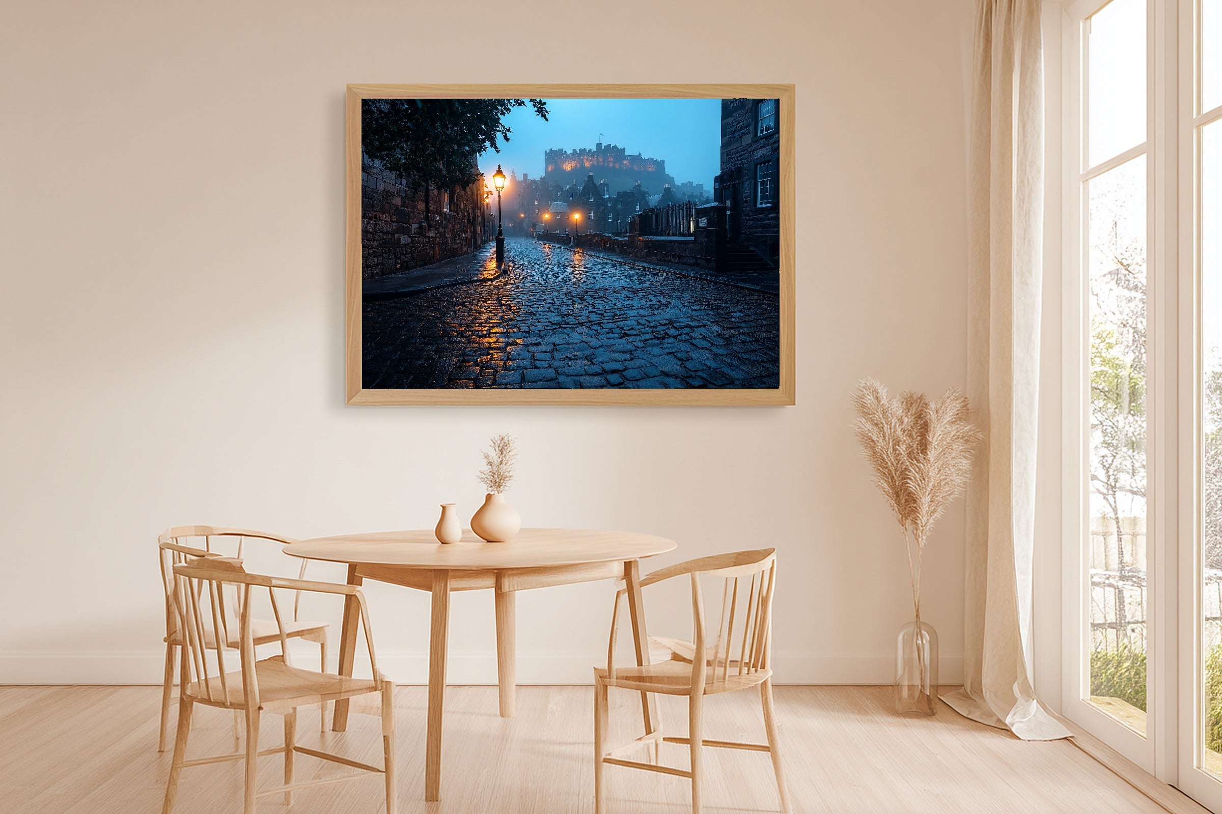 Sunlit Mediterranean Edinburgh Castle Mist Art Print — Timeless Decor for the Dining Room — edinburgh-castle-mist-dining-room-wall-art.jpg