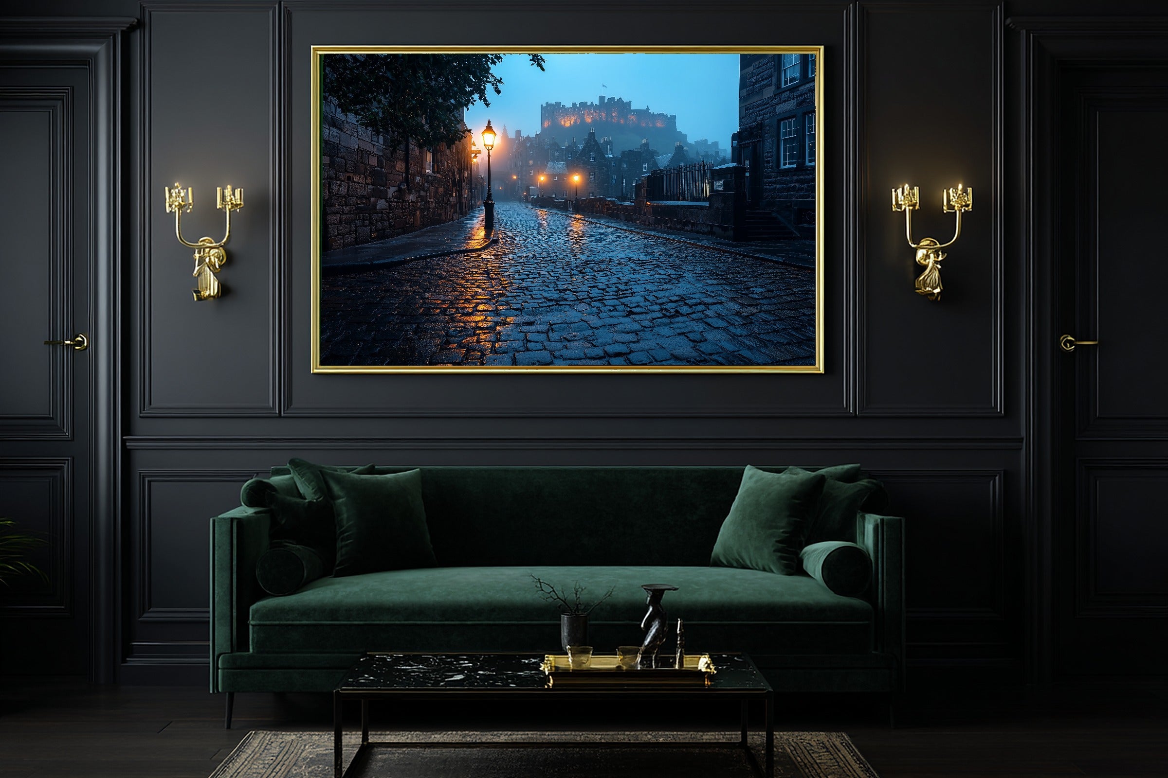 Sunlit Mediterranean Edinburgh Castle Mist Art Print — Timeless Decor for the Dining Room — edinburgh-castle-mist-office-wall-art.jpg