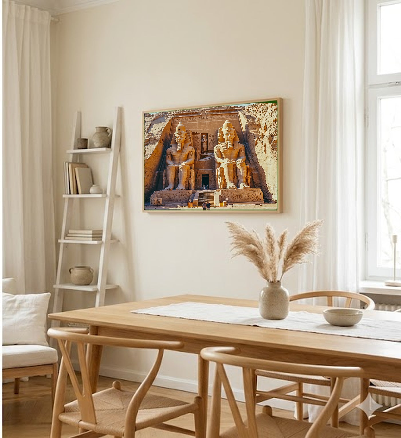 Abu Simbel Canvas Wall Art | Egypt Ancient Temple Print, Historical Decor, African Landmark, Stretched Canvas — egypt-abu-simbel-dining-room-wall-art.jpg