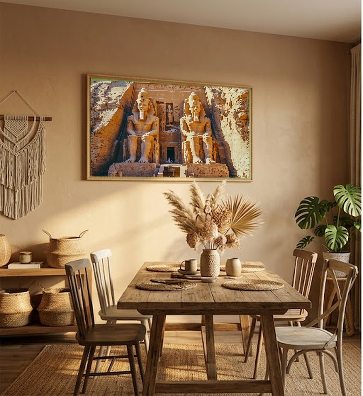Abu Simbel Canvas Wall Art | Egypt Ancient Temple Print, Historical Decor, African Landmark, Stretched Canvas — egypt-abu-simbel-hallway-wall-art.jpg