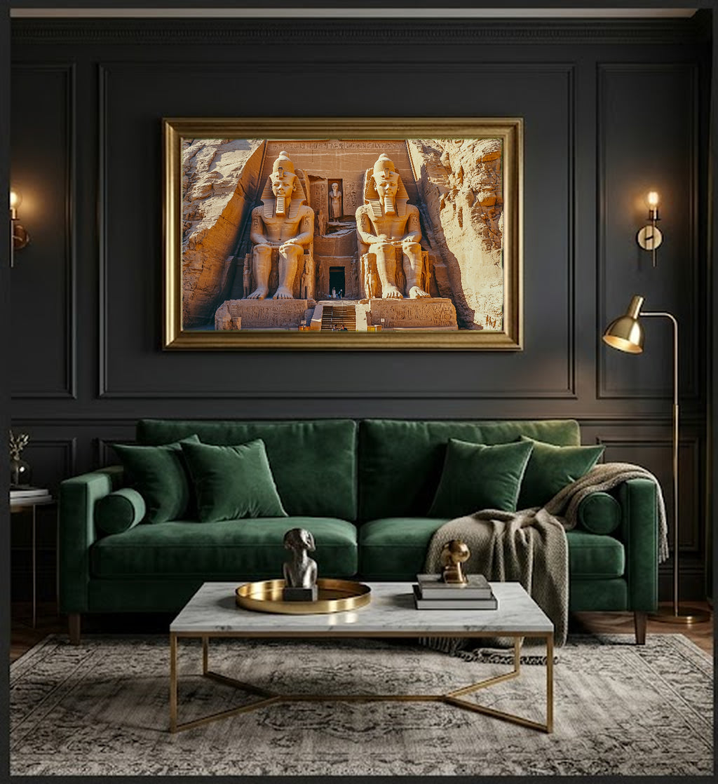 Abu Simbel Canvas Wall Art | Egypt Ancient Temple Print, Historical Decor, African Landmark, Stretched Canvas — egypt-abu-simbel-office-wall-art.jpg