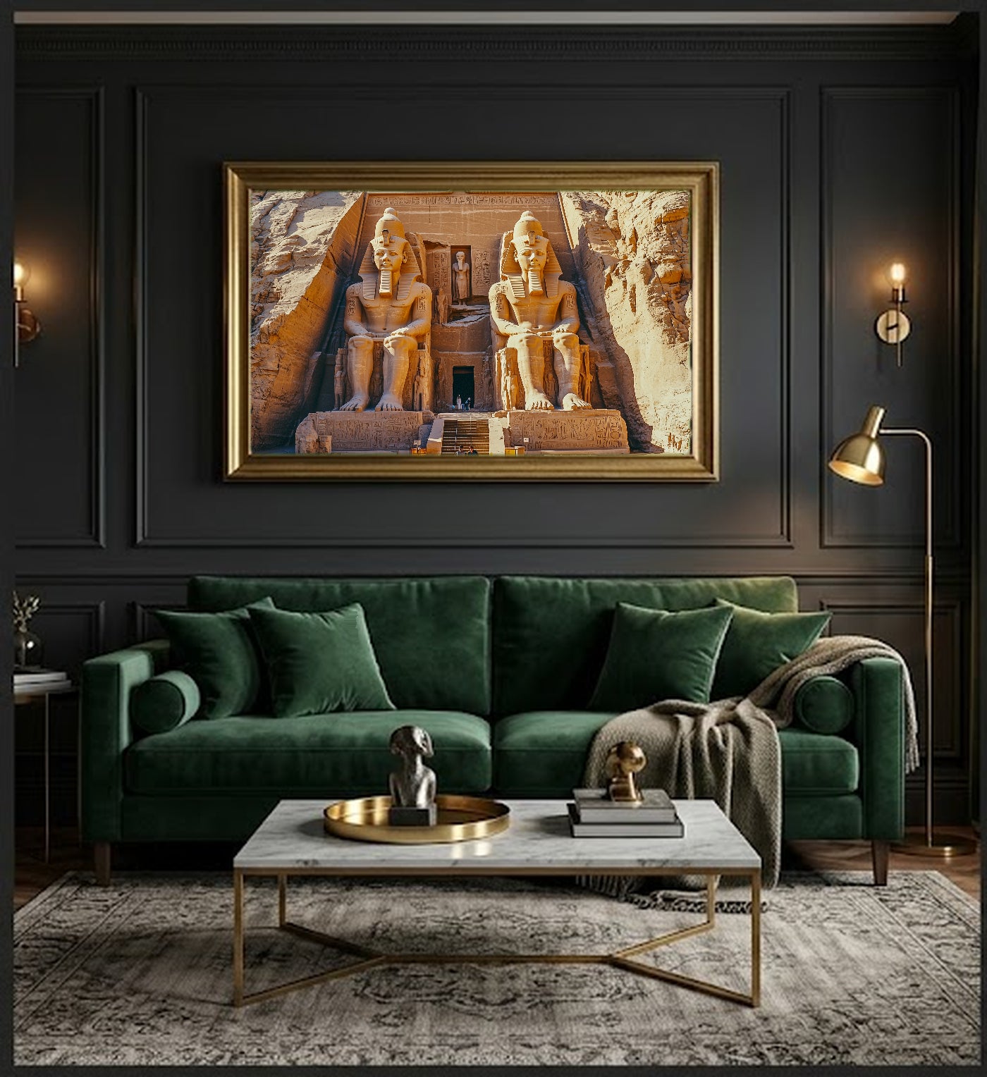 Abu Simbel Canvas Wall Art | Egypt Ancient Temple Print, Historical Decor, African Landmark, Stretched Canvas — egypt-abu-simbel-office-wall-art.jpg