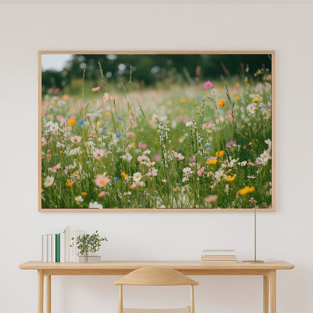 Embroidery Wildflower Meadow Painted Giclée Canvas Print, Soft Meadow Print, Warm Sunlit Meadow Artwork, Elegant Hostess Gift — embroidery-wildflower-meadow-painted-canvas-print.jpg