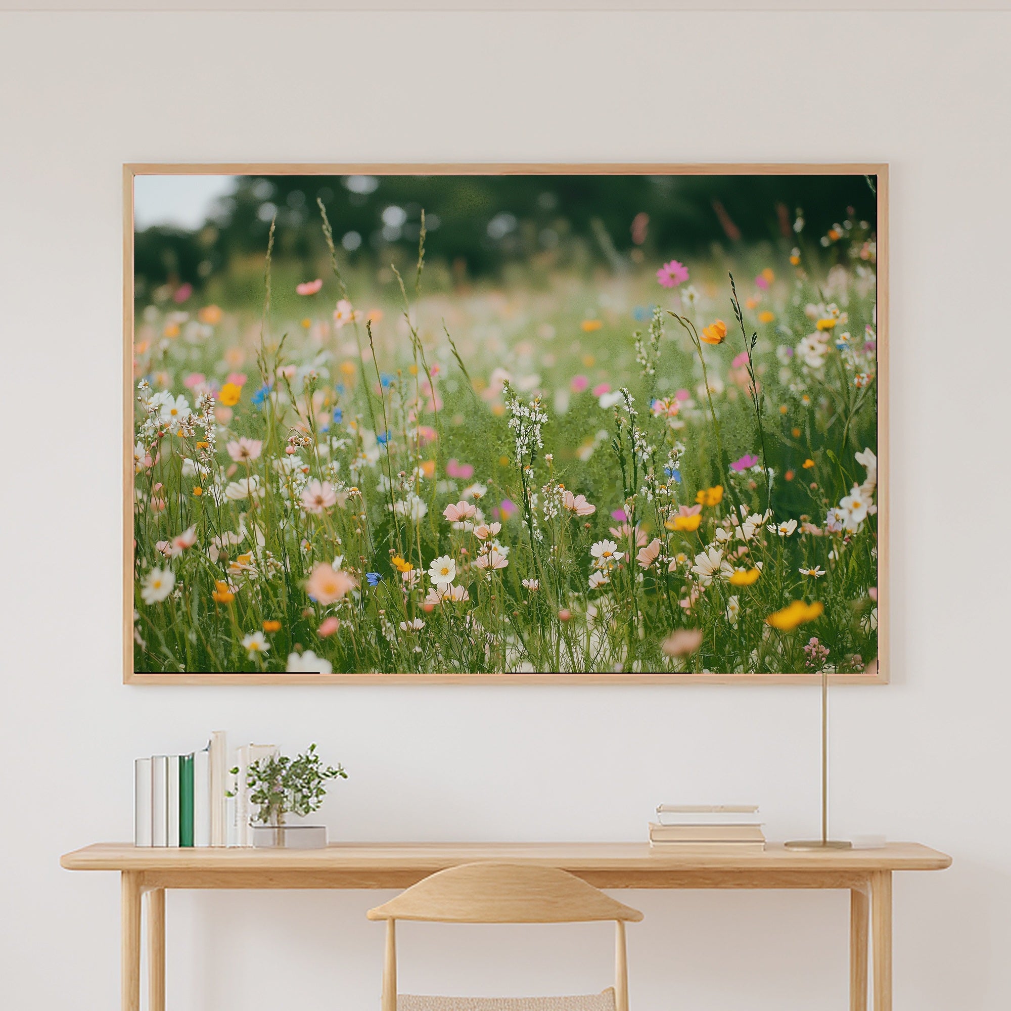 Embroidery Wildflower Meadow Painted Giclée Canvas Print, Soft Meadow Print, Warm Sunlit Meadow Artwork, Elegant Hostess Gift — embroidery-wildflower-meadow-painted-canvas-print.jpg